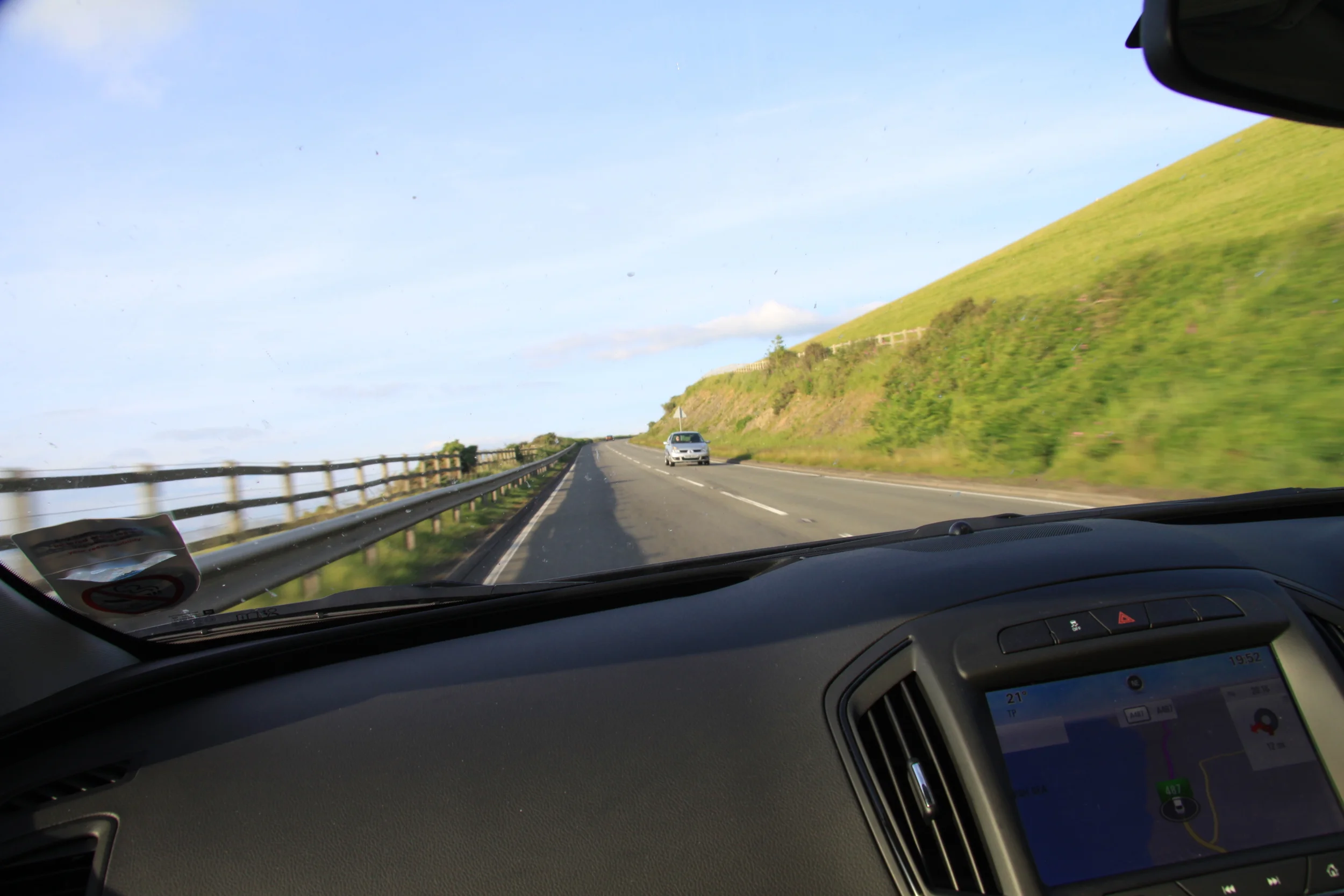 On the way to Aberystwyth ... The roads don't get any wider, we're on the wrong side, and it's a steep drop on MY side!