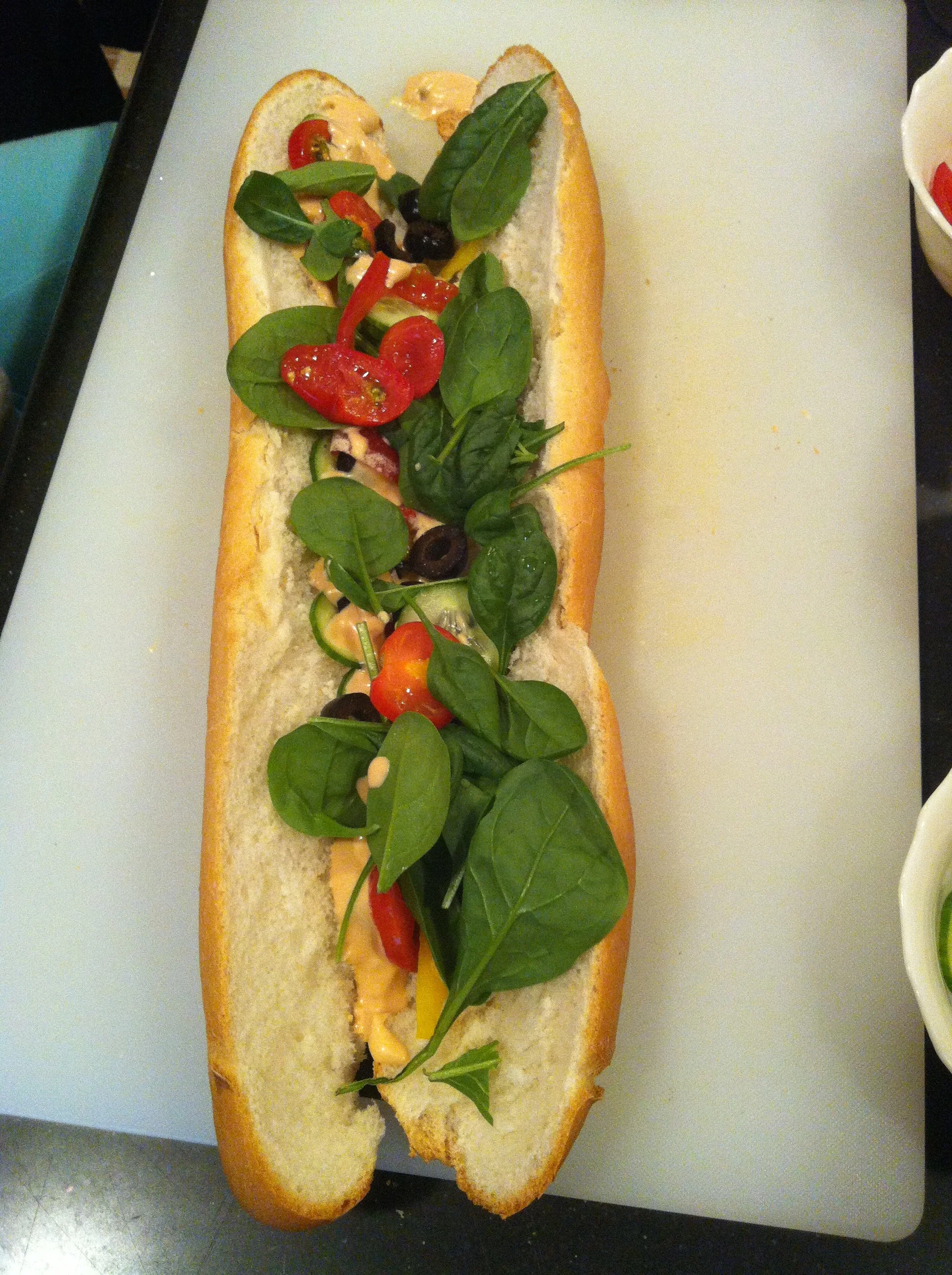 Vegetarian Subway sub looking good ...