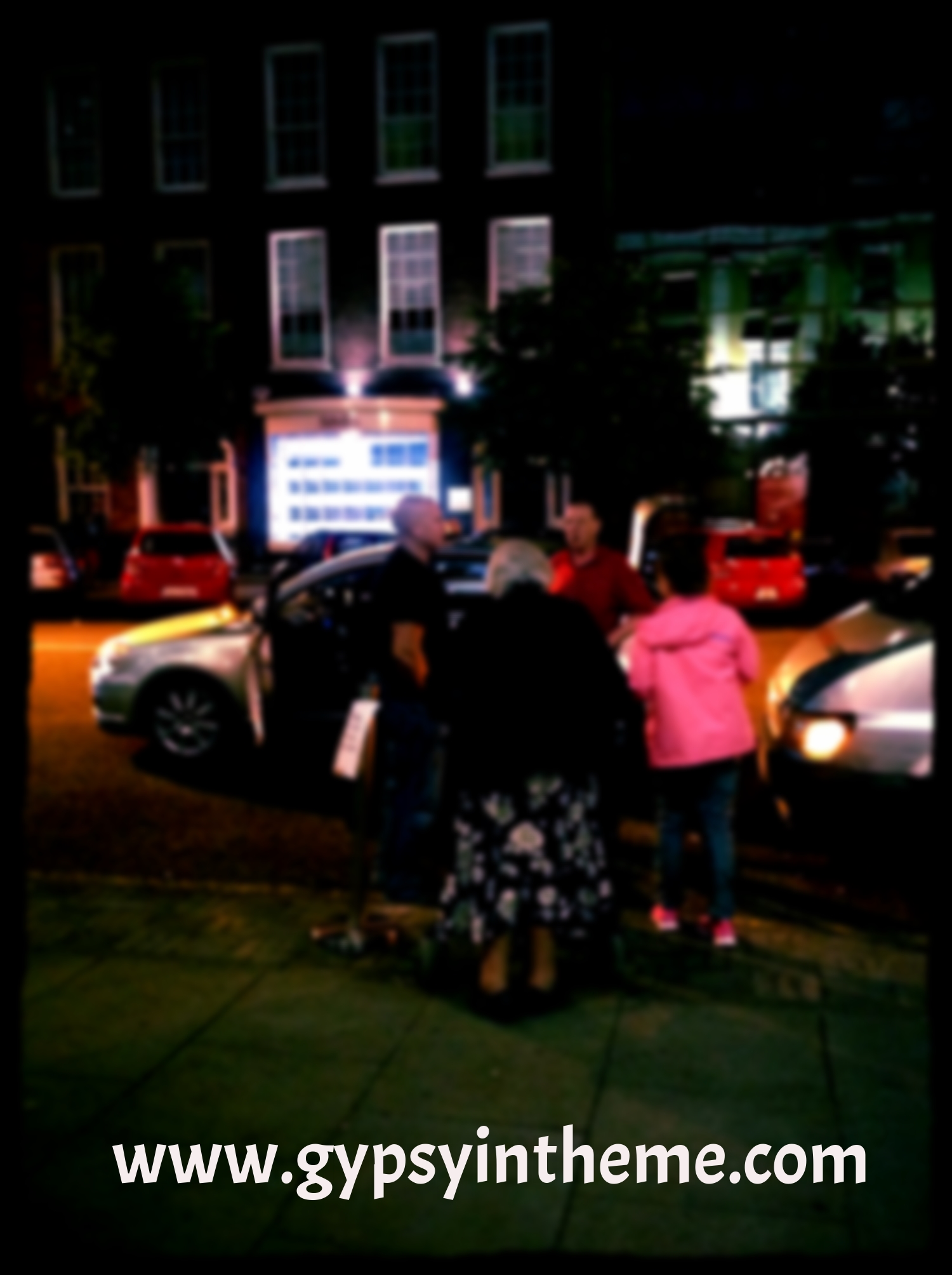 Smilin' Vic and Kiddo walking Deirdre to the waiting cab at the end of a great night in Cork.