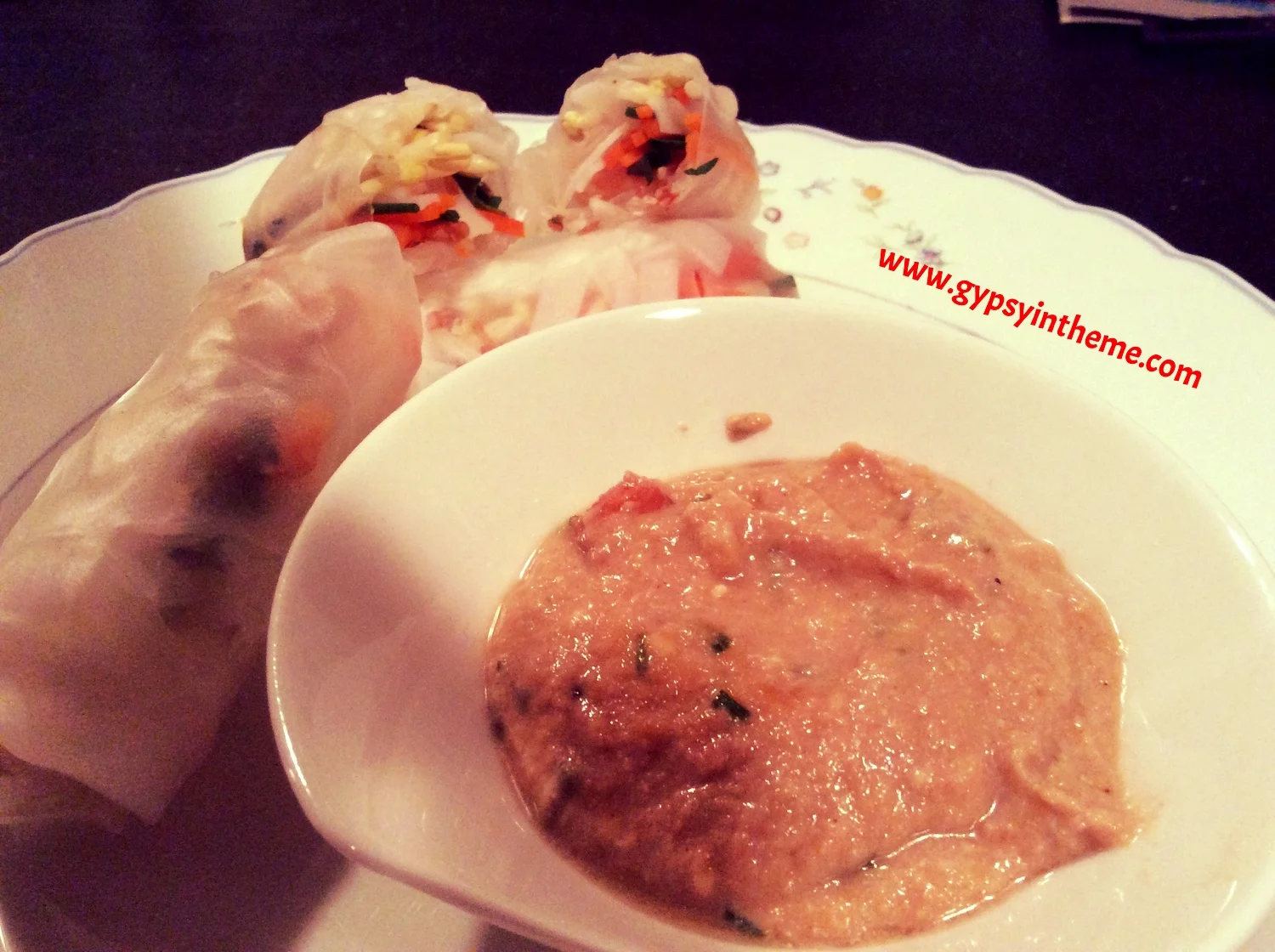 These summer rolls were absolutely amazing. Even though prep was fairly time-consuming. And despite the fact I had a girlfriend tell me that the peanut sauce oddly resembled her 1-year-old's poo after eating bananas ... If that hasn't ruined your appetite, get a similar recipe here .