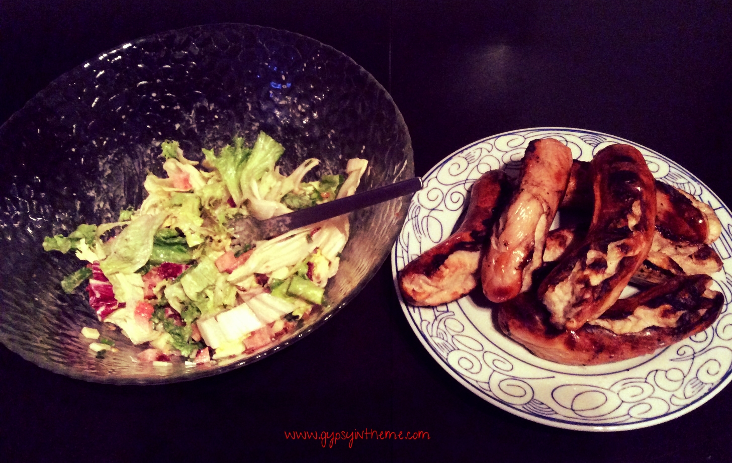 The proper ratio of salad to Bratwurst ... one must not overindulge in greens after all ...