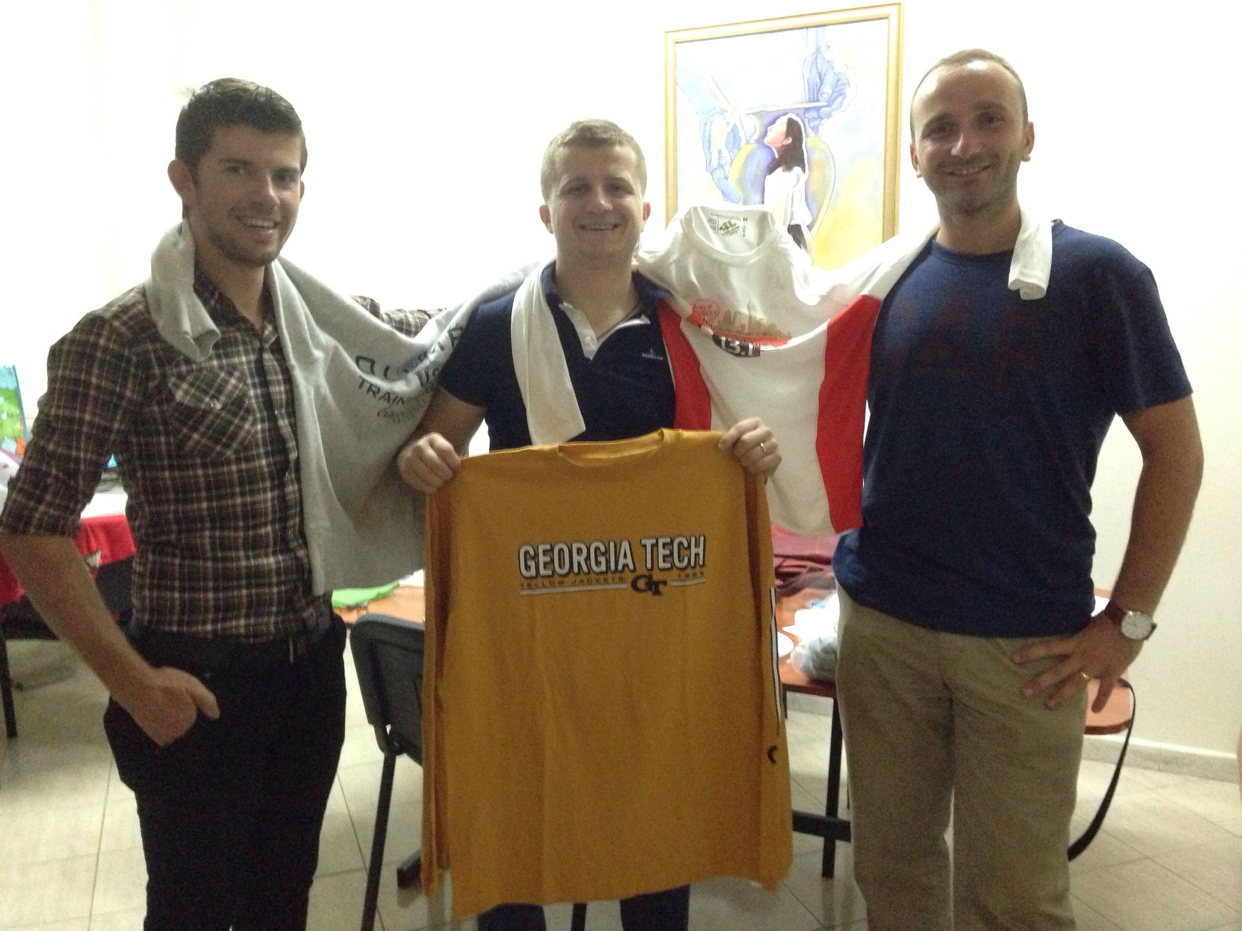 Each of the returning students along with the staff members received a shirt.