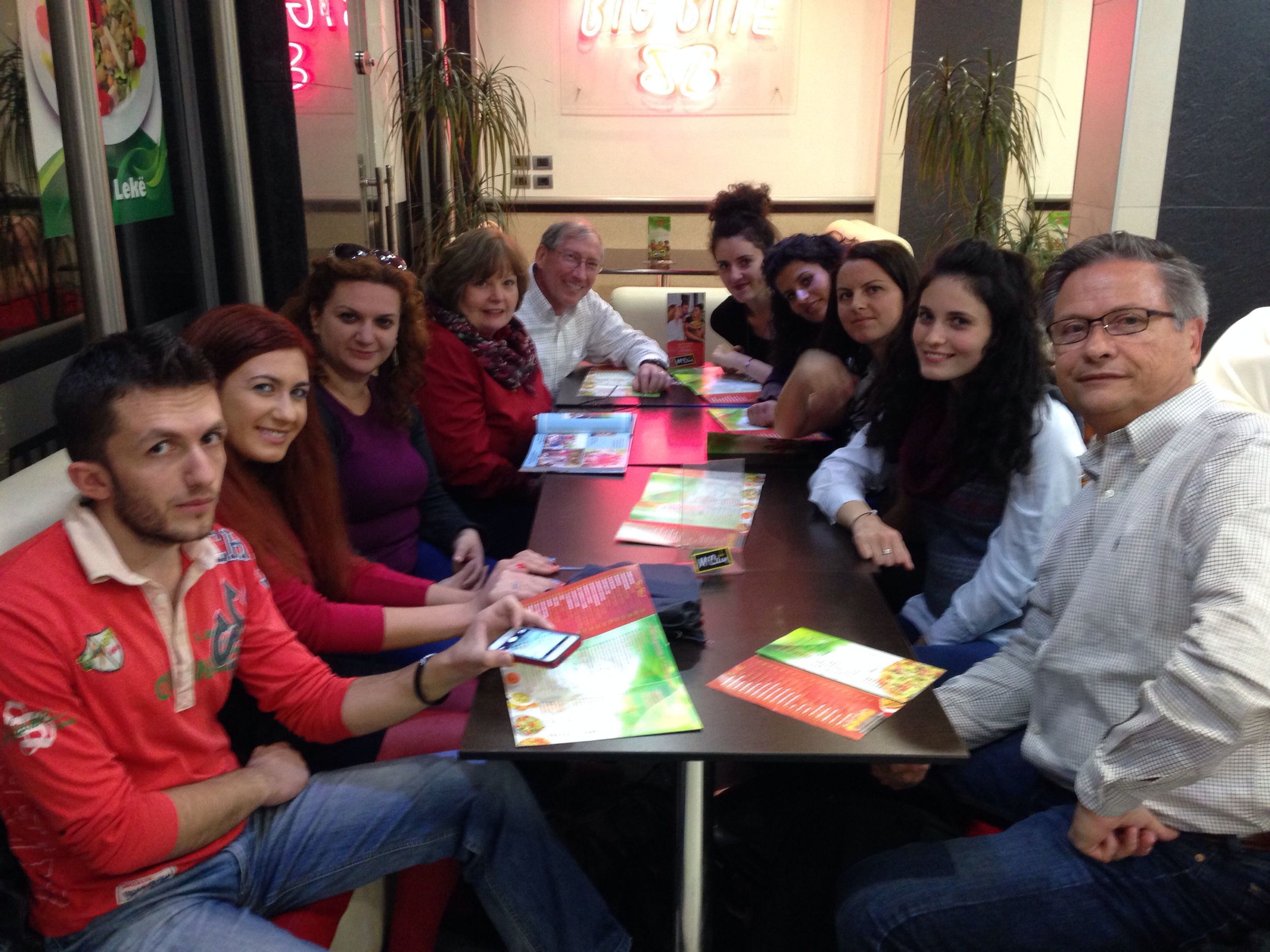 Throughout the day we met with individual students for coffee and shared the gospel with them. After Adrian's show in the evening, a group of students from summer English Camps got together to share memories and renew acquaintances with each other and their leaders.