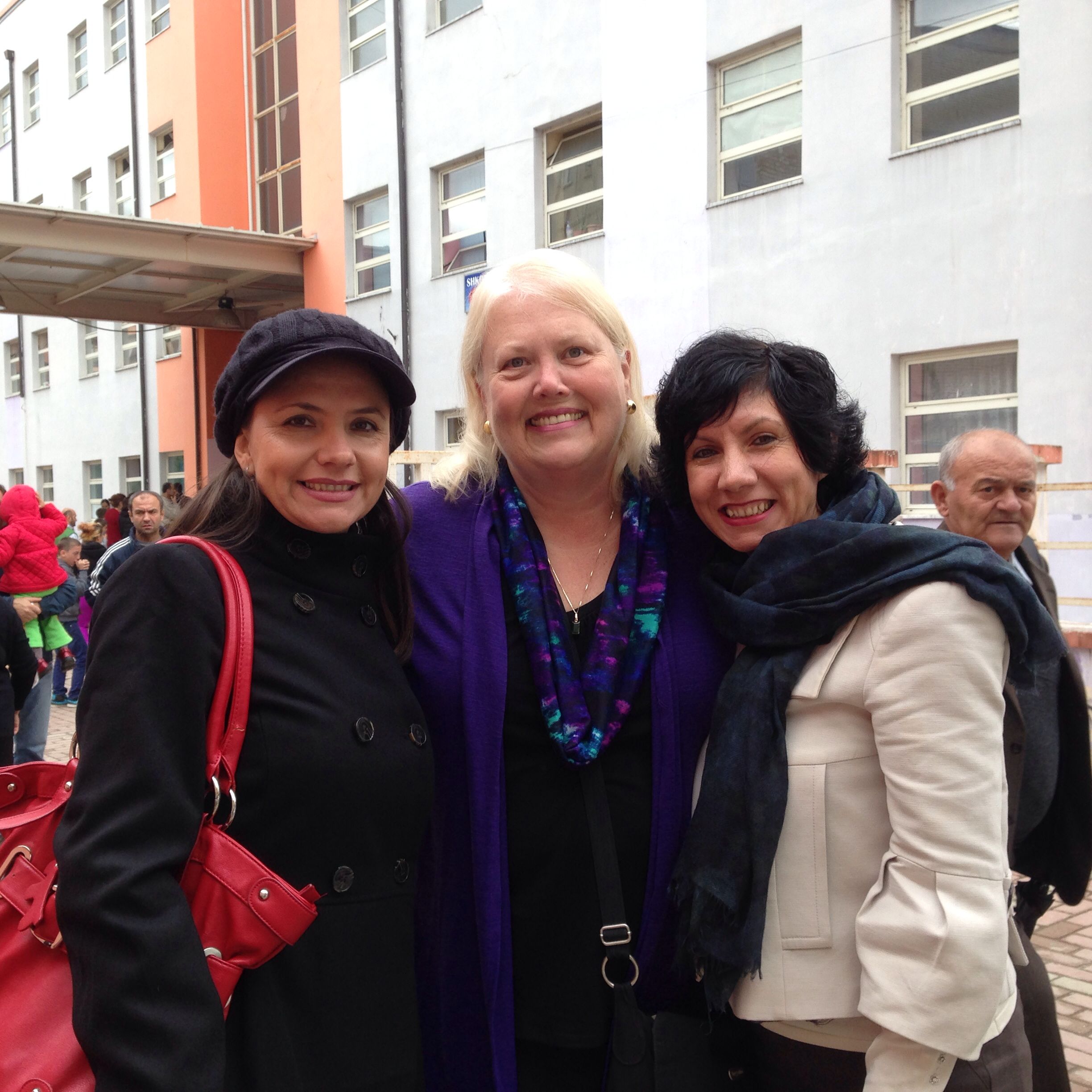 Karen with two of the Campus Crusade staff members who work with families and teachers in the local schools