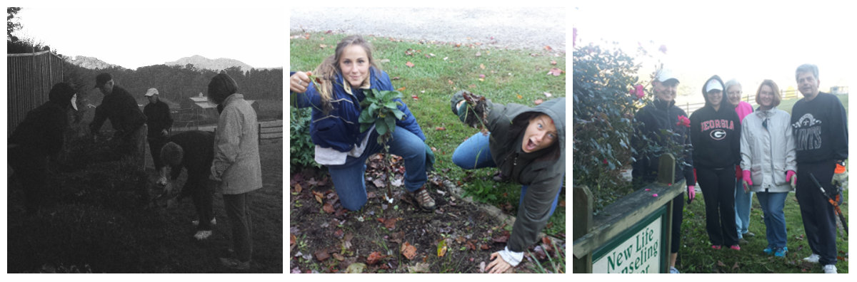 Landscaping Crew - JFBC is the last volunteer group for the year; weed and trim shrubbery around buildings one last time, spread fresh mulch. TEAM MEMBERS: Kevin & Nancy Langston, Lee & Laura Height, Lynn & Mims Davis, Denice Lupcke, Carrie McAlear, Jocelyn Crumpton, and Maureen Collins.