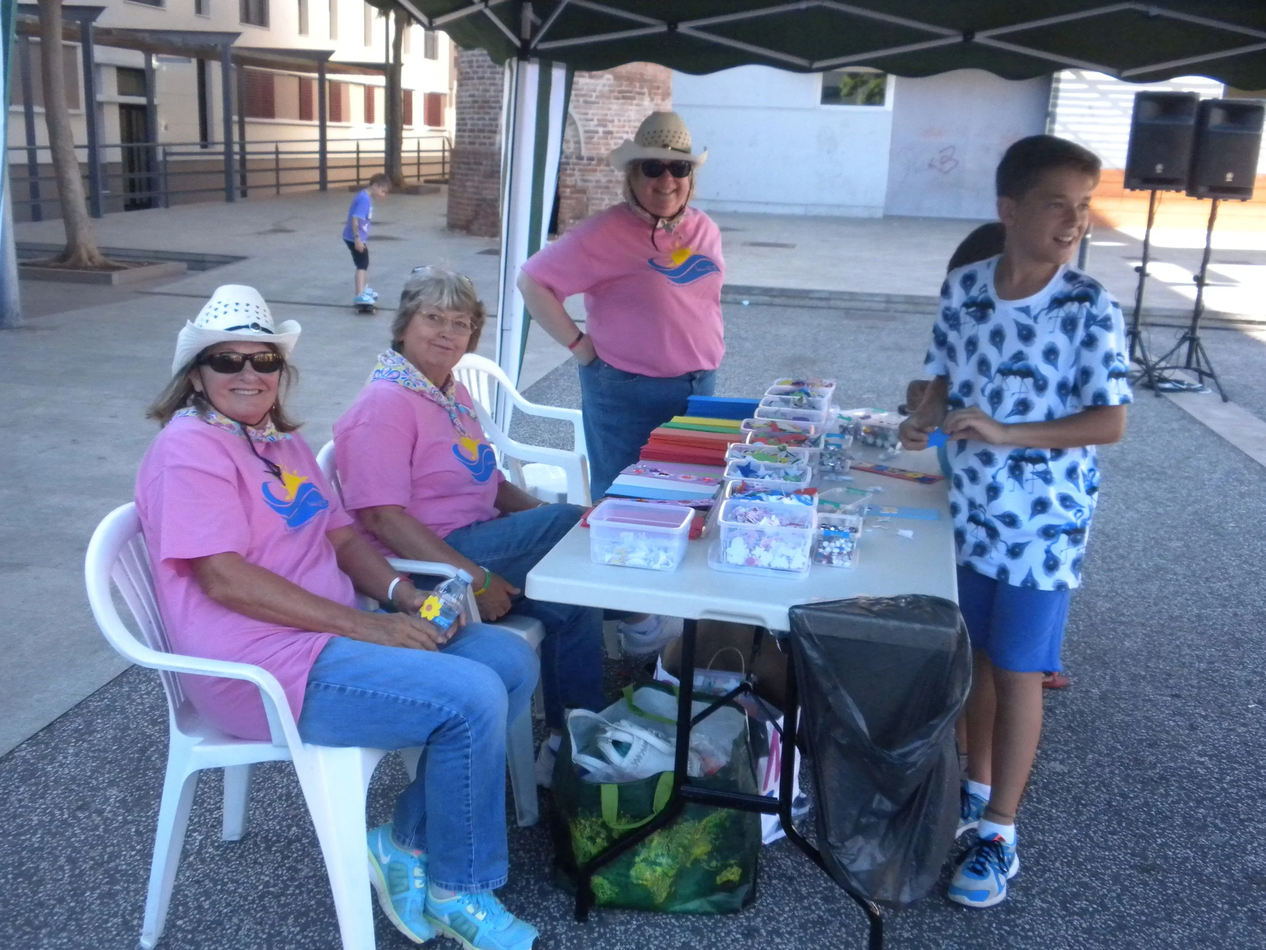 Our foam art table, the most popular of all the craft tables, was ready for the first young people to arrive at the festival. 