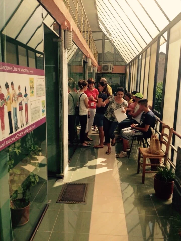 Students were directed where to go for testing after registering.