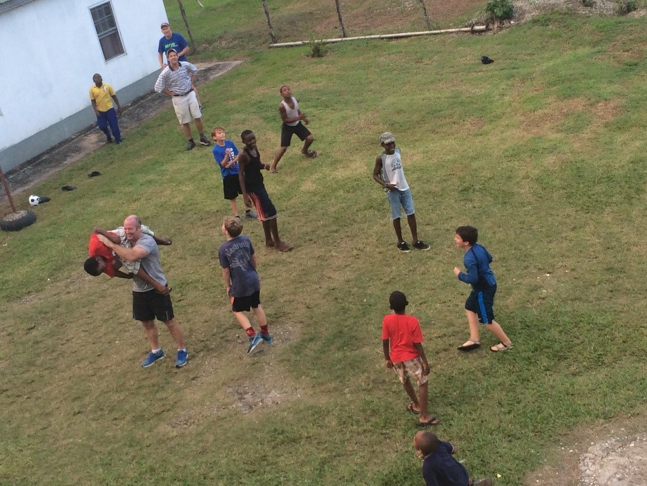Boys playing football at Houghton Grove