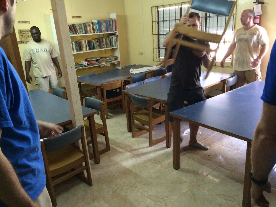 Finishing up the library at the Clifton Boys Home