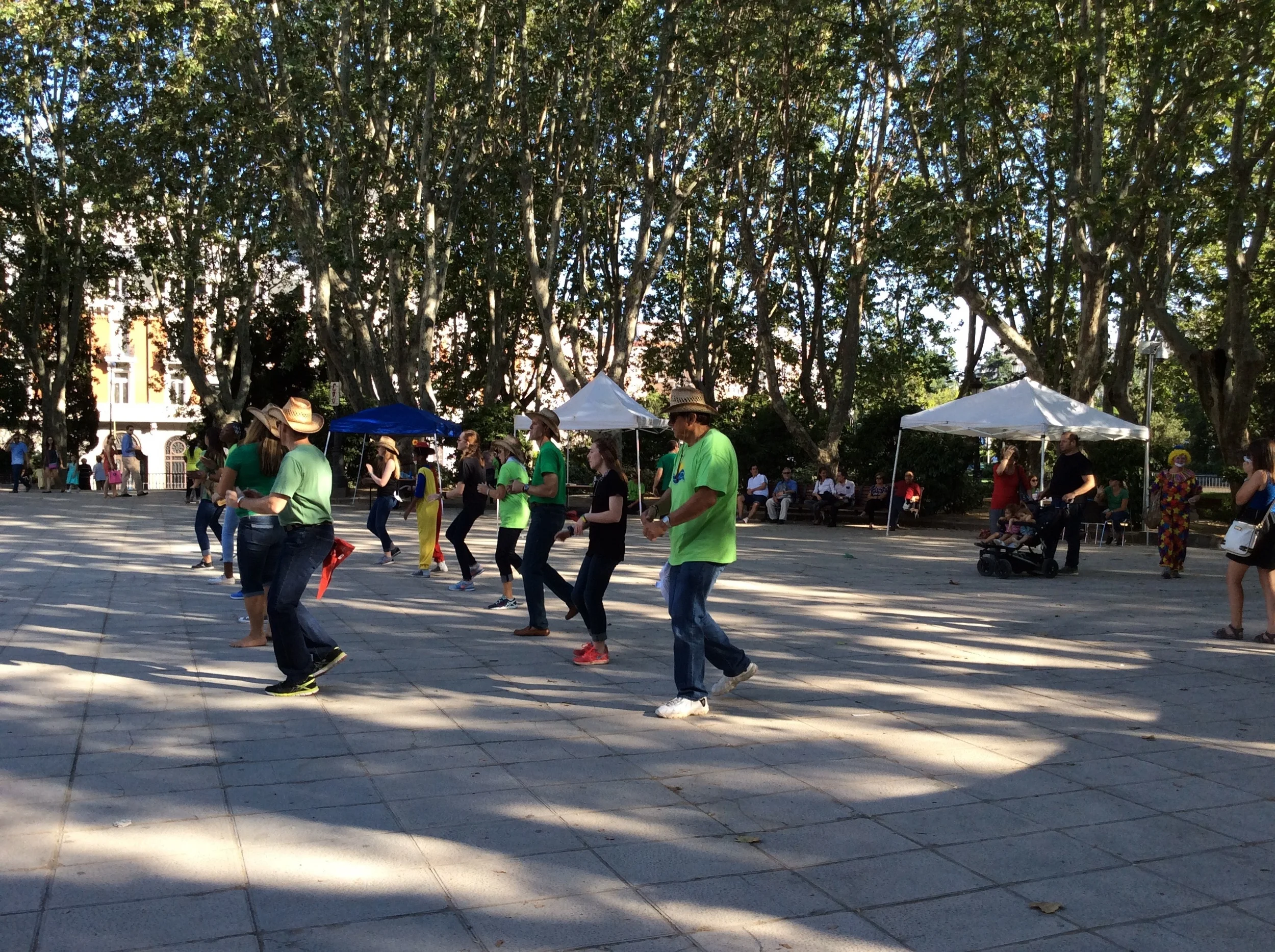 The line dancers worked long and jubilantly to attract attention.