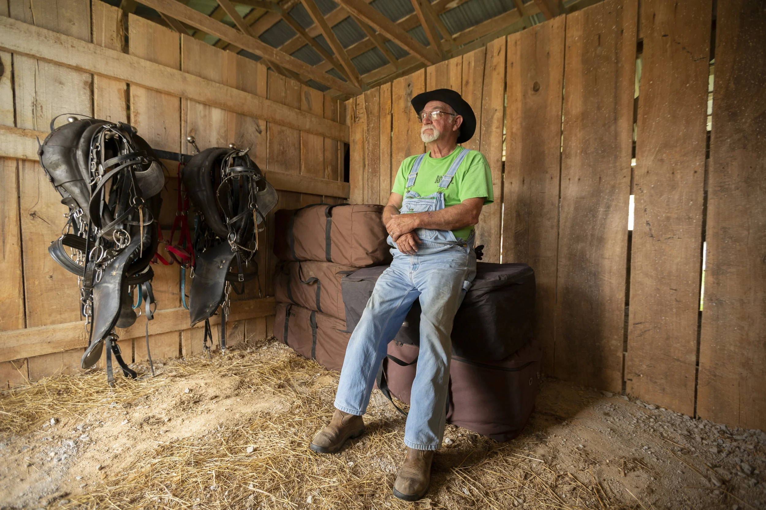  Recognized “Mule Man” Koy Flowers rests inside a stall at the Maury County Park during the annual Mule Day celebration in Columbia, Tenn., on Wednesday, March 30, 2022. (Mike Christen / The Daily Herald) 