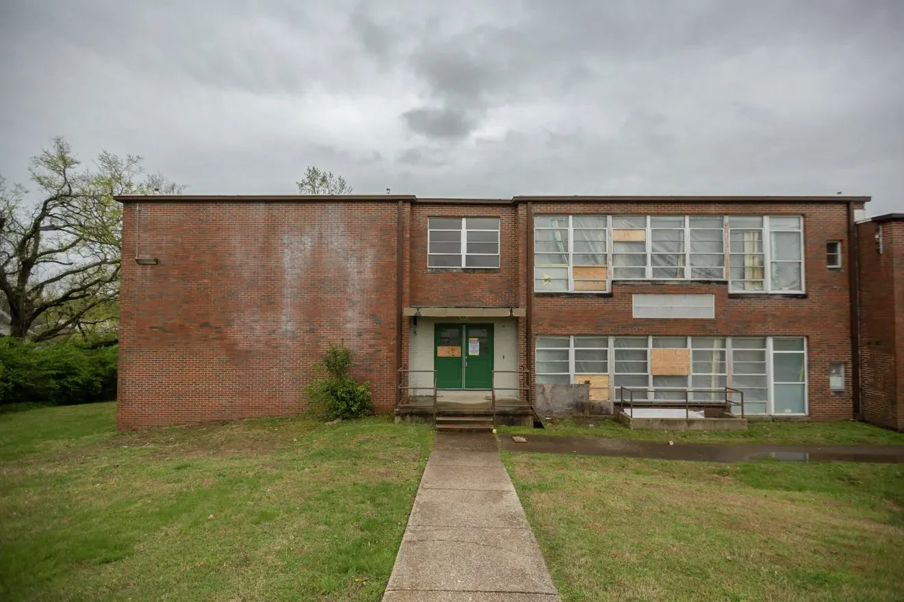 McDowell Elementary School stands empty along West 7th Street in Columbia, Tenn, on April 6, 2022.