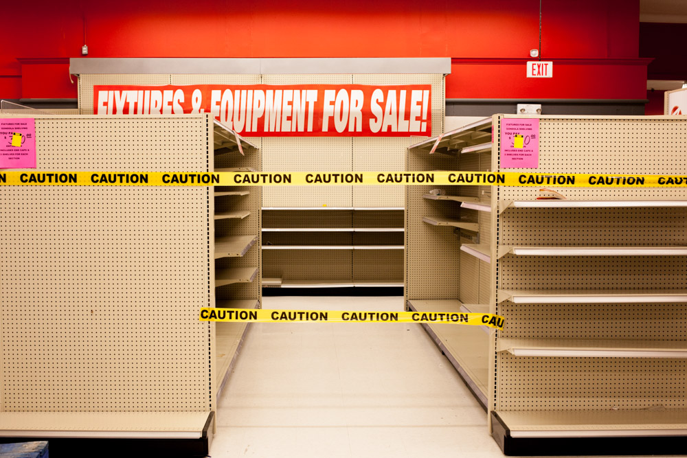 Even the shelves and displays are being sold off.