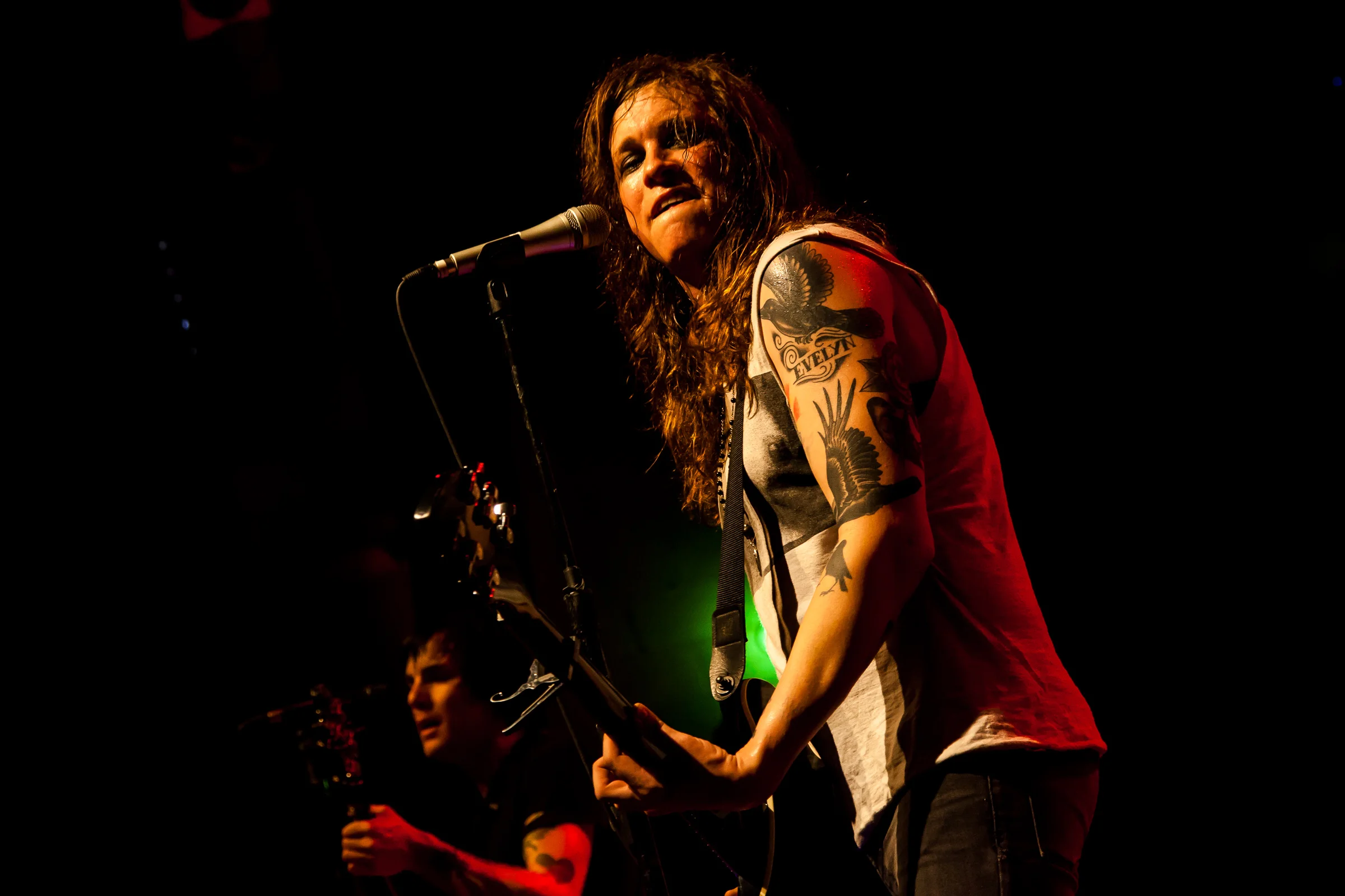 From the moment Laura Jane Grace walks onstage she steals the show. Her booming snarling voice filled the West End Cultural Centre, sending shock waves through the crowd. Especially notable was the lack of dude bros, with a huge female and trans presence in the crowd. After the show Matt Williams and I stood around hoping to get an interview with Laura. We waited near the exit for nearly an hour, talking to a 15 year old girl and her dad who brought her to the show. They told us that they'd been to every Against Me! show in the prairies, even driving down to Minneapolis to see the band that held a special place in her heart.