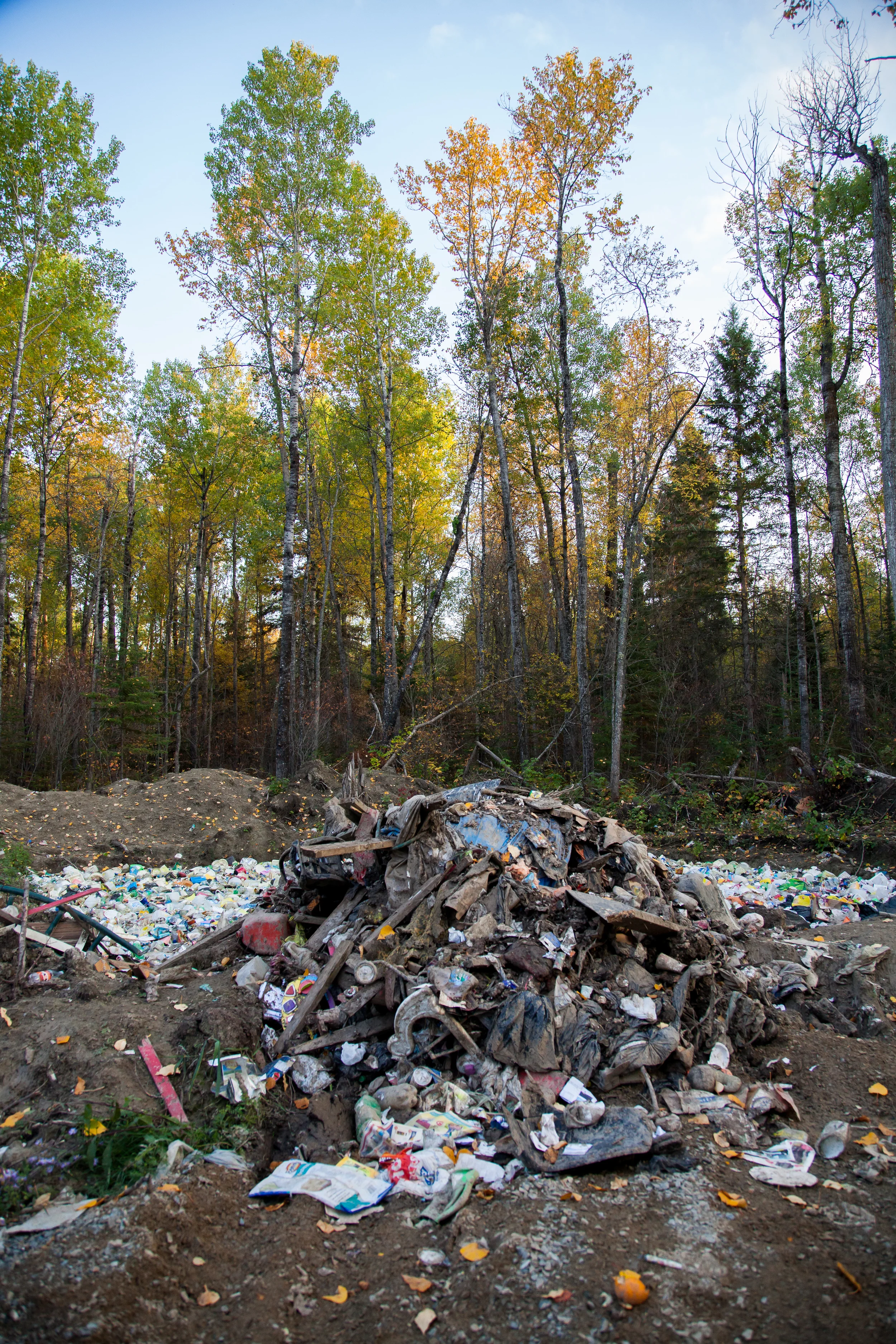 Due to the lack of road access Shoal Lake #40 has no means of transporting it's trash out of the community. This part of the island is used as a dump. Holes are dug, filled and covered, but the dump is quickly filling beyond its capacity.