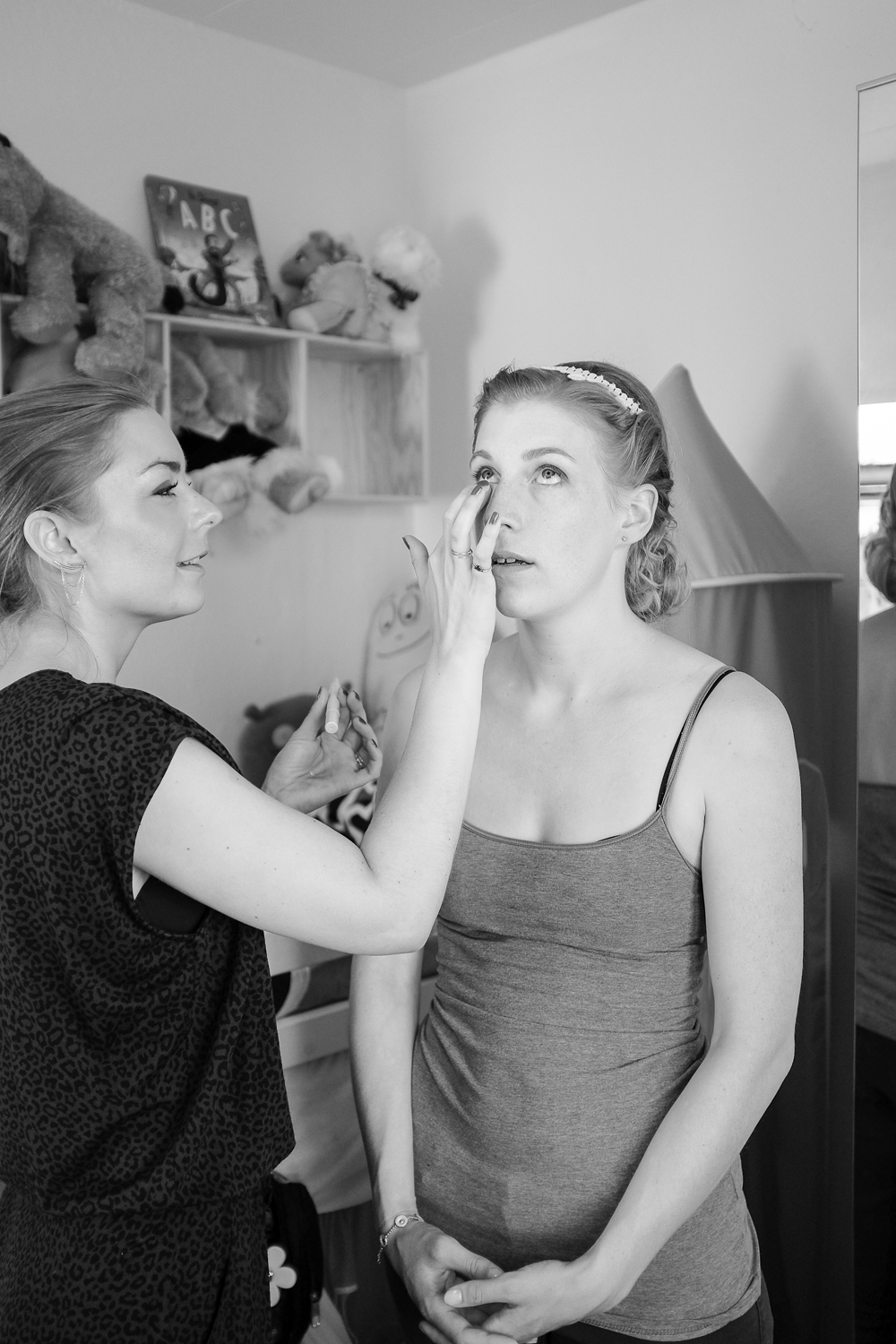 The bride preparing