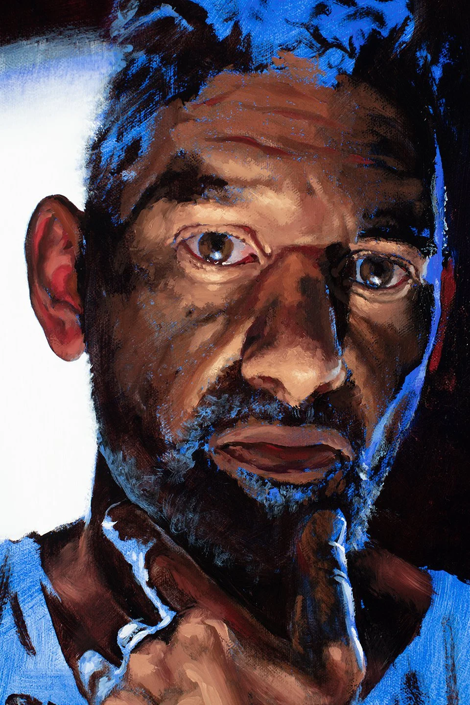 detail, Self-Portrait - 2025, oil on canvas, 24.25" x 20.25" 