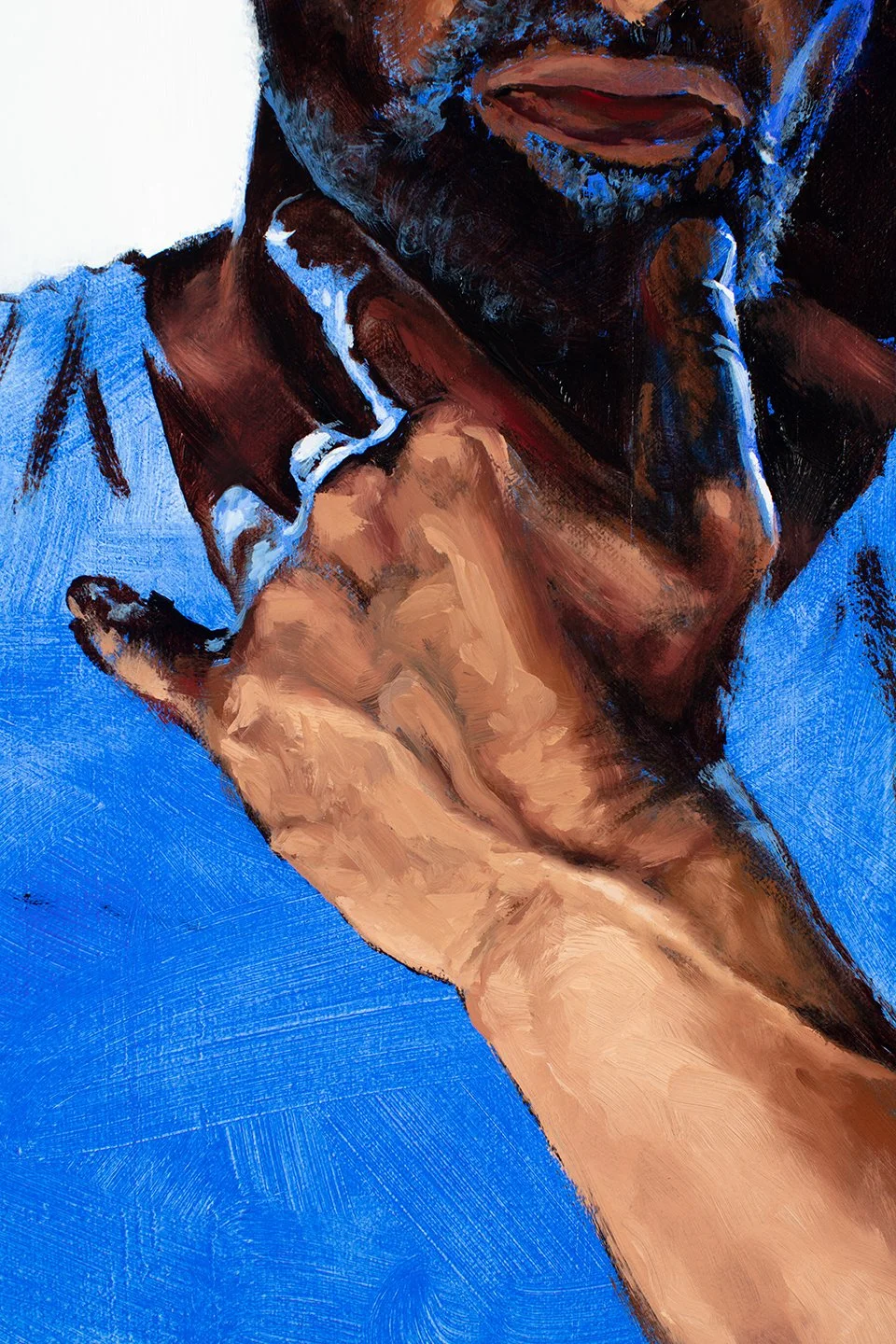 hand detail, Self-Portrait - 2025, oil on canvas, 24.25" x 20.25" 