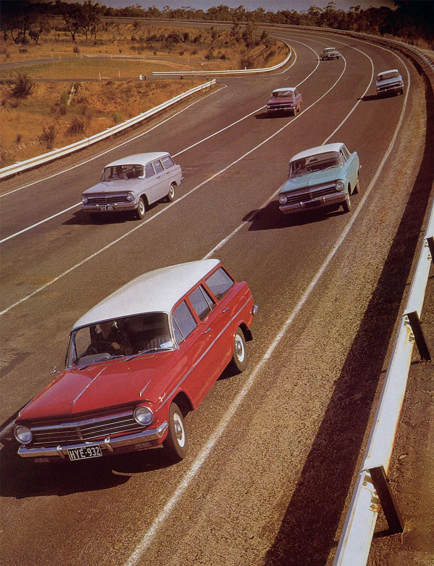 Testing the EH Holden range at Lang Lang, Victoria, Australia