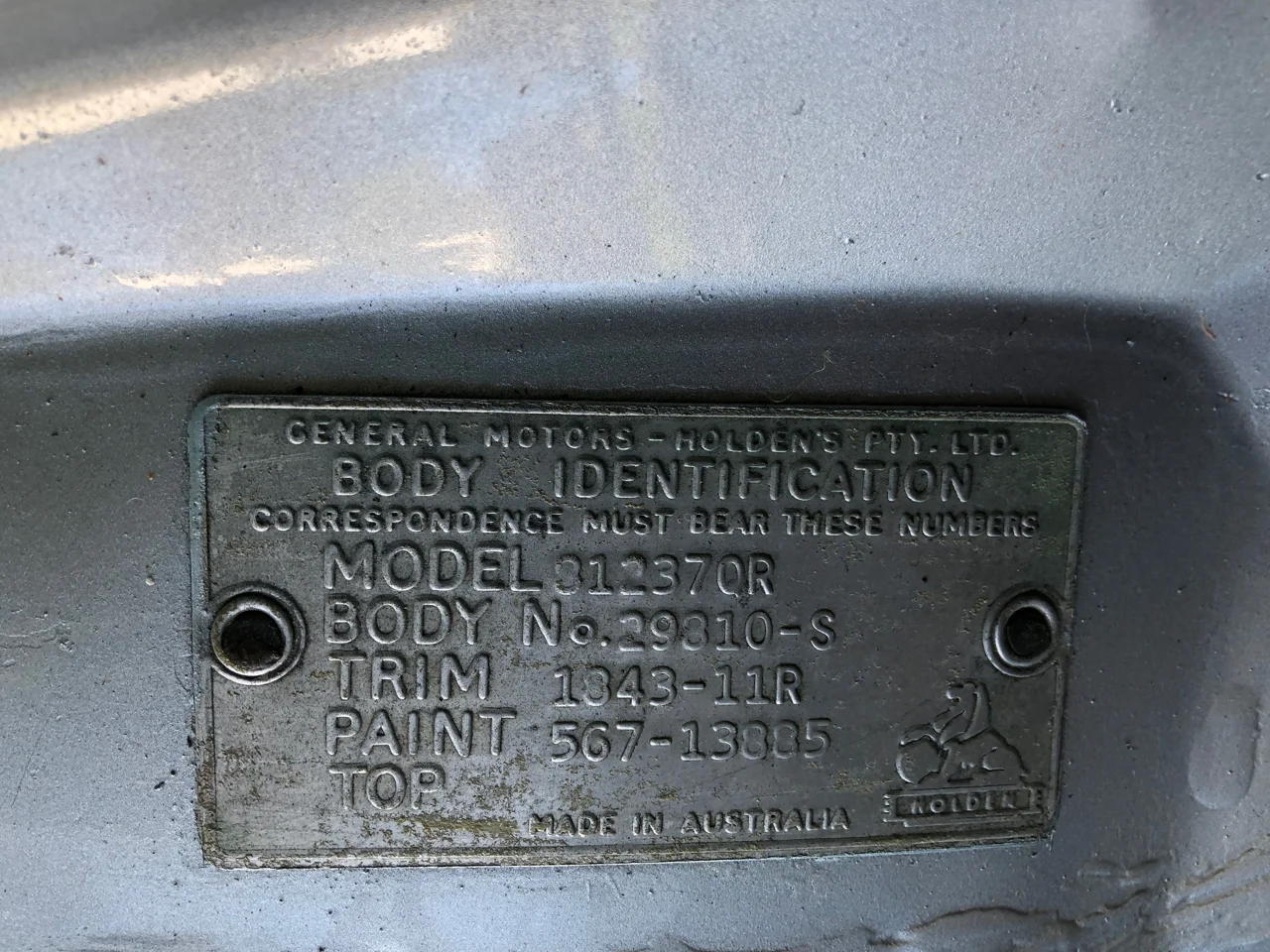 The trim tag shows it’s a 1972 HQ Holden Monaro LS - a pre-September 1972 V8 coupe, the 21992nd car assembled at the Pagewood plant in Sydney. I bought her in September 1995. By the time I got her, the big block was gone. That motor was destined to be installed in Marks 34 Chev sedan only to be replaced by a 2006 GM big block 572 cubic inch monster. Anyway, the Monaro had a stock small block Chevy "runner" motor when I first got her and a TH350 with a shift kit. I used it as my daily driver for a year and she had to cope with the rush hour traffic for at least 40 thousand kilometres. By 1997 the motor was very second-hand, having done an unknown number of miles prior to purchase so it was time for a rebuild. During the rebuild, it was discovered that the block had a stock bore but a very bent crank so a new crank was bought and Russ Clark decked and bored the block out 30 thou. A lot of work was done to make sure the motor looked as good as it goes. I updated the wheels (Simmons FR18), replaced the brakes (drilled and slotted DBA Gold rotors) and HPC coated the suspension. A new paint job in Holden Quicksilver Mica was the last change.