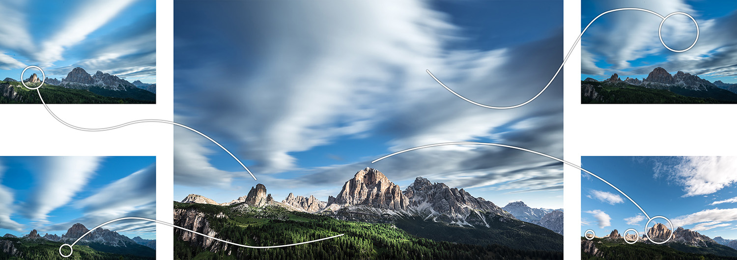 I quattro scatti selezionati e l'immagine finale.