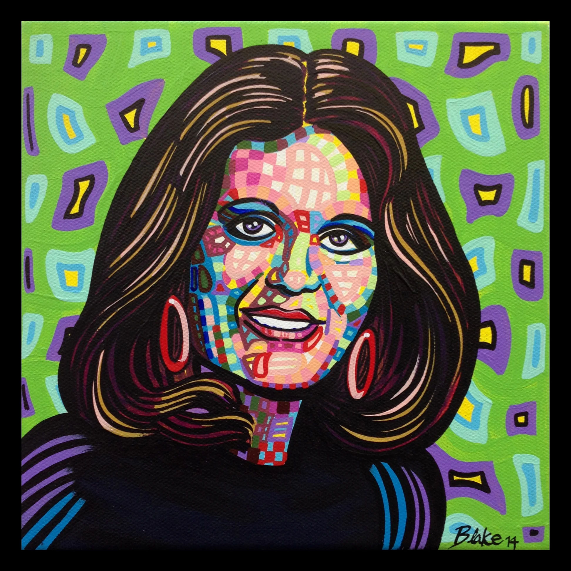 Gloria Steinem 8”x8” Acrylic on canvas 2014