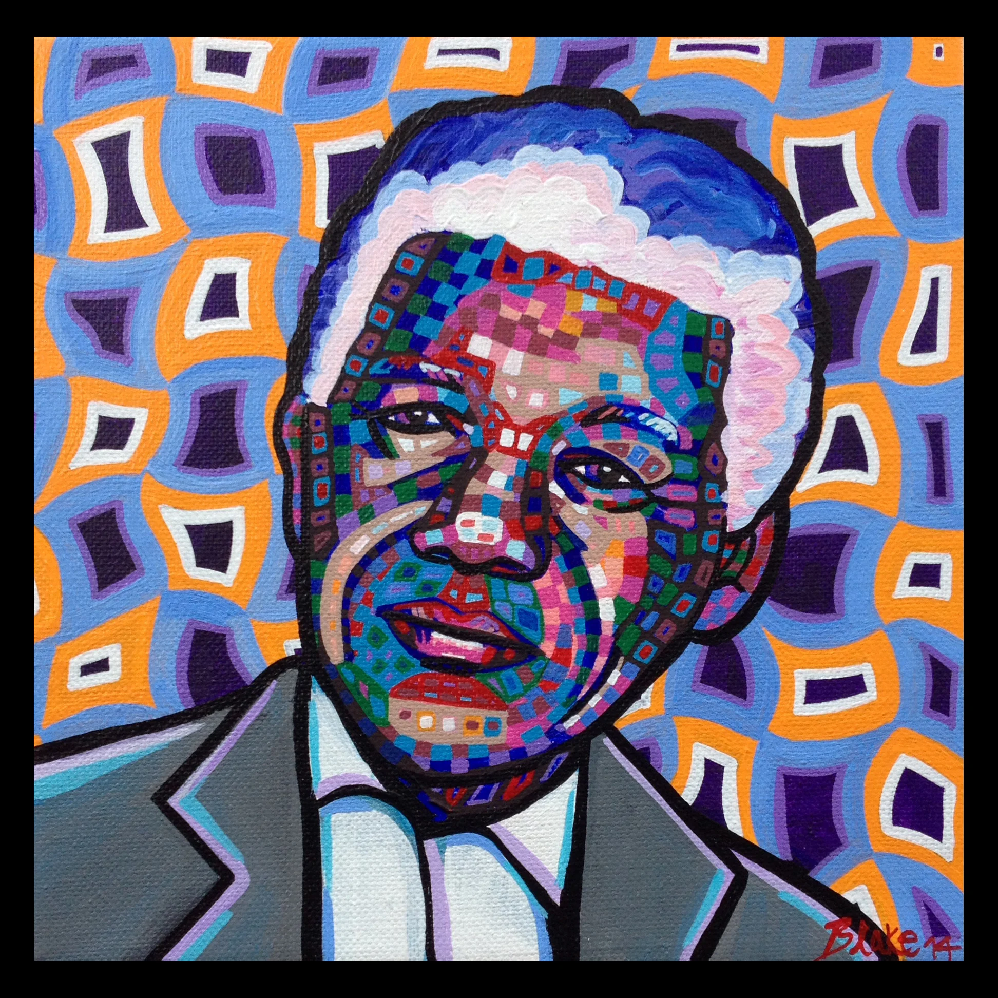 Nelson Mandela 8”x8” Acrylic on canvas 2014