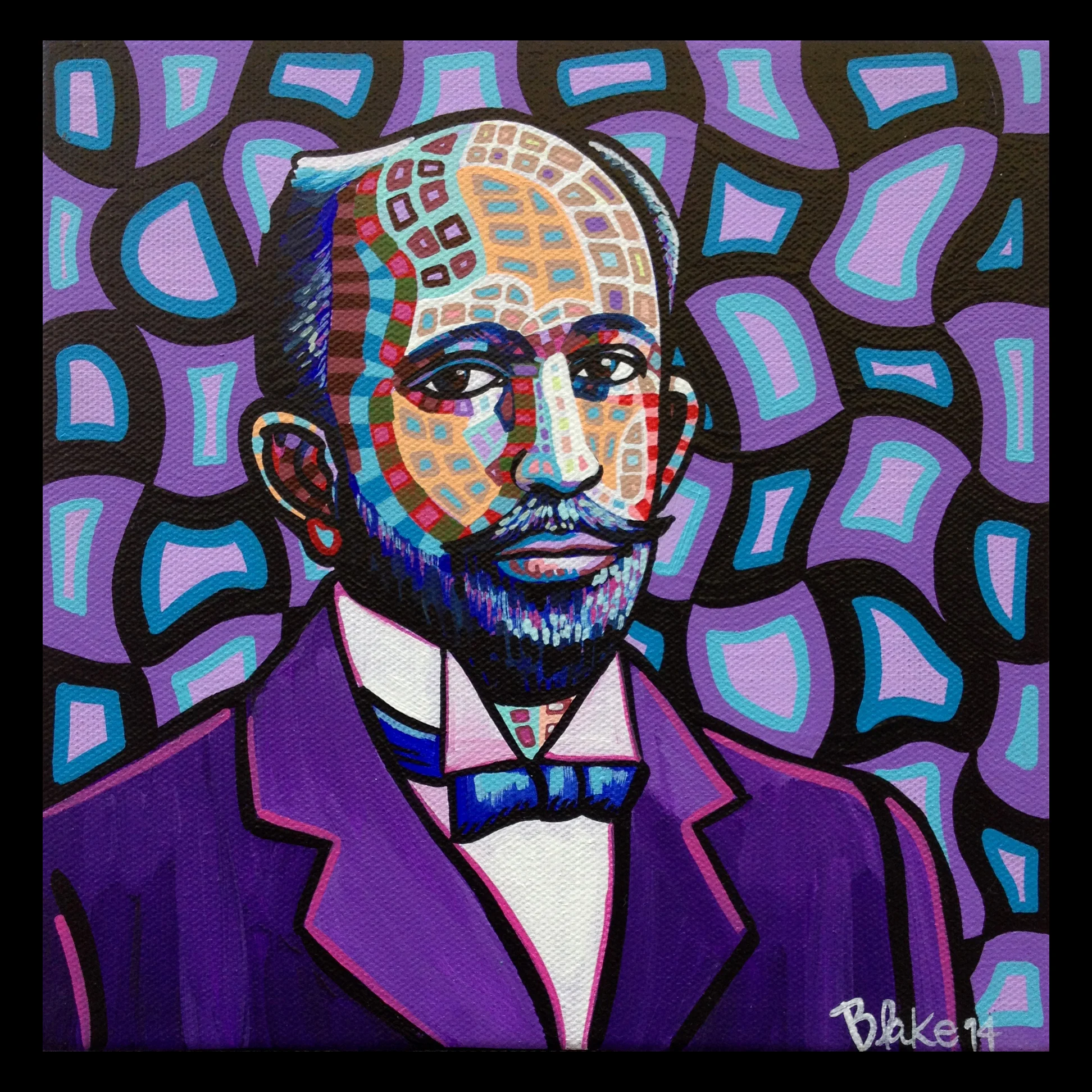 W.E.B. Du Bois 8”x8” Acrylic on canvas 2014