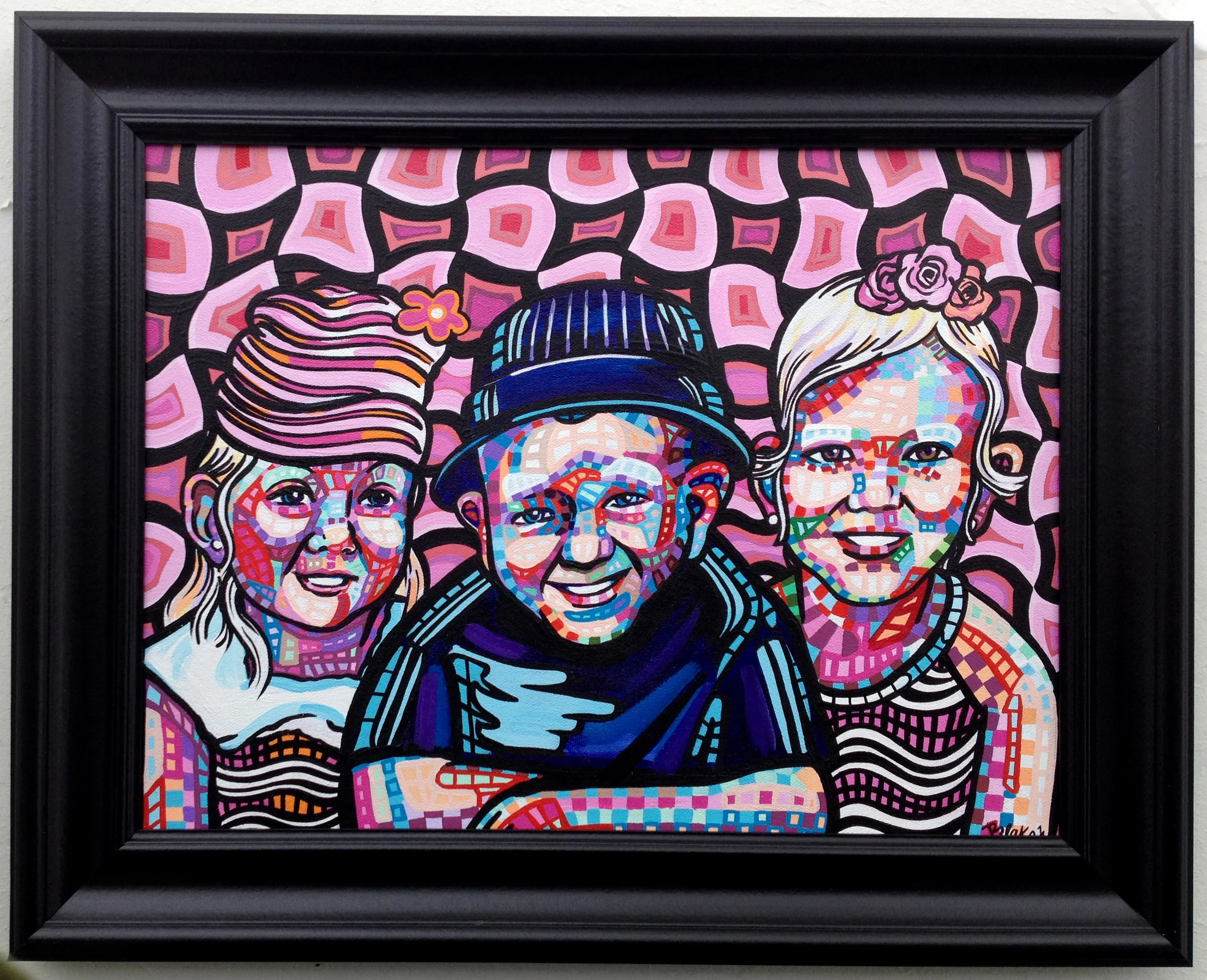 "Dahlia, Christian, and Annalise" 12" x 16", acrylic on canvas completed December 2014