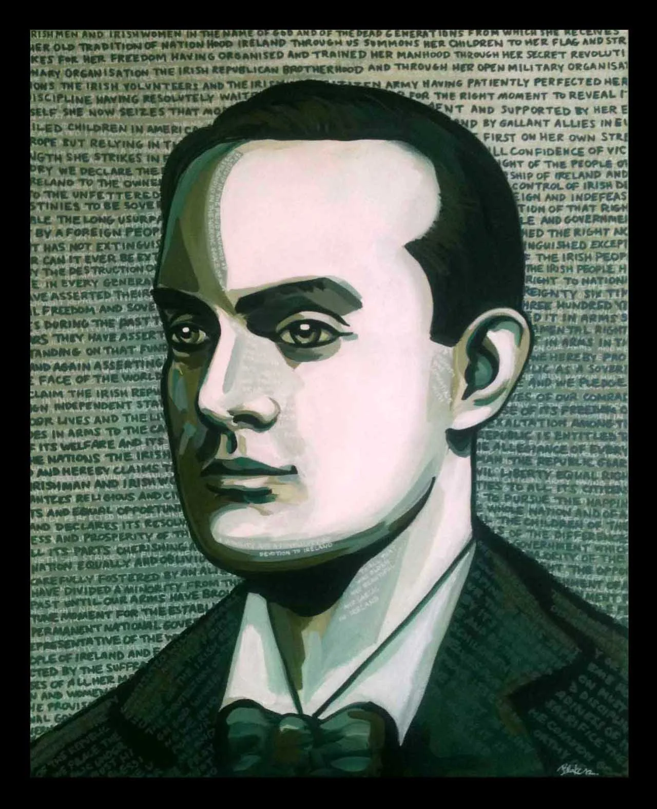 “Heroic Grace” (Portrait of Patrick Pearse) 16" x 20" acrylic and oil on canvas completed July 2012