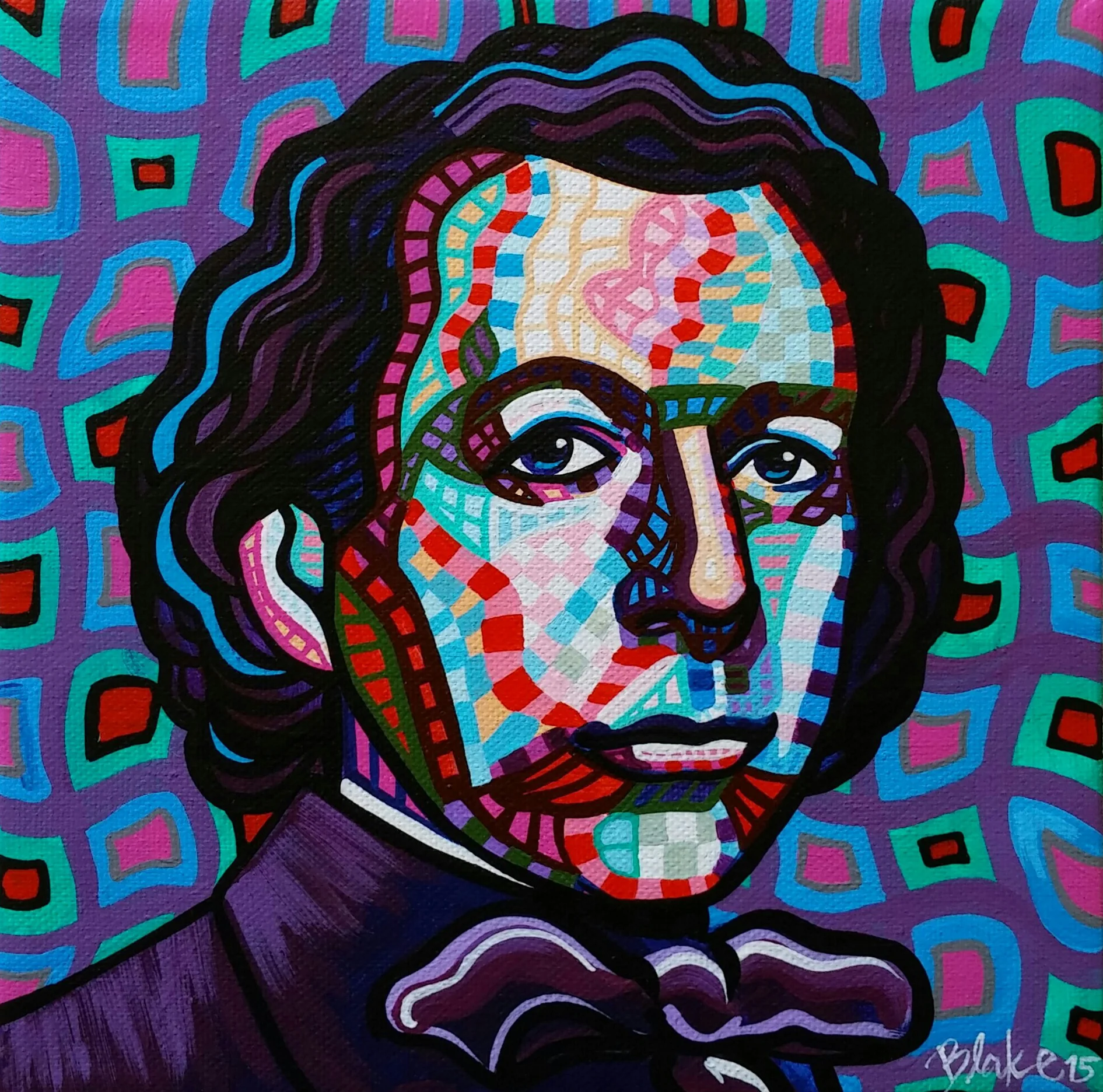 "Frank Lloyd Wright" 8" x 8" acrylic on canvas completed June 2015