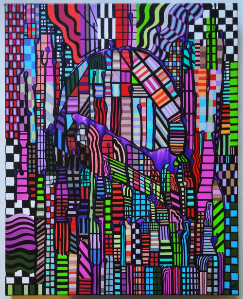 "Drip Lines" 16" x 20" acrylic on canvas 2016