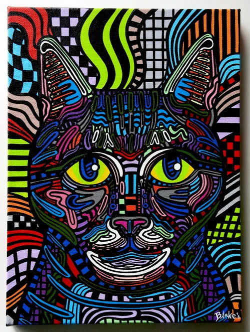 "Oscar (or the Vivacity Kitty) 9" x 12" acrylic on canvas 2016