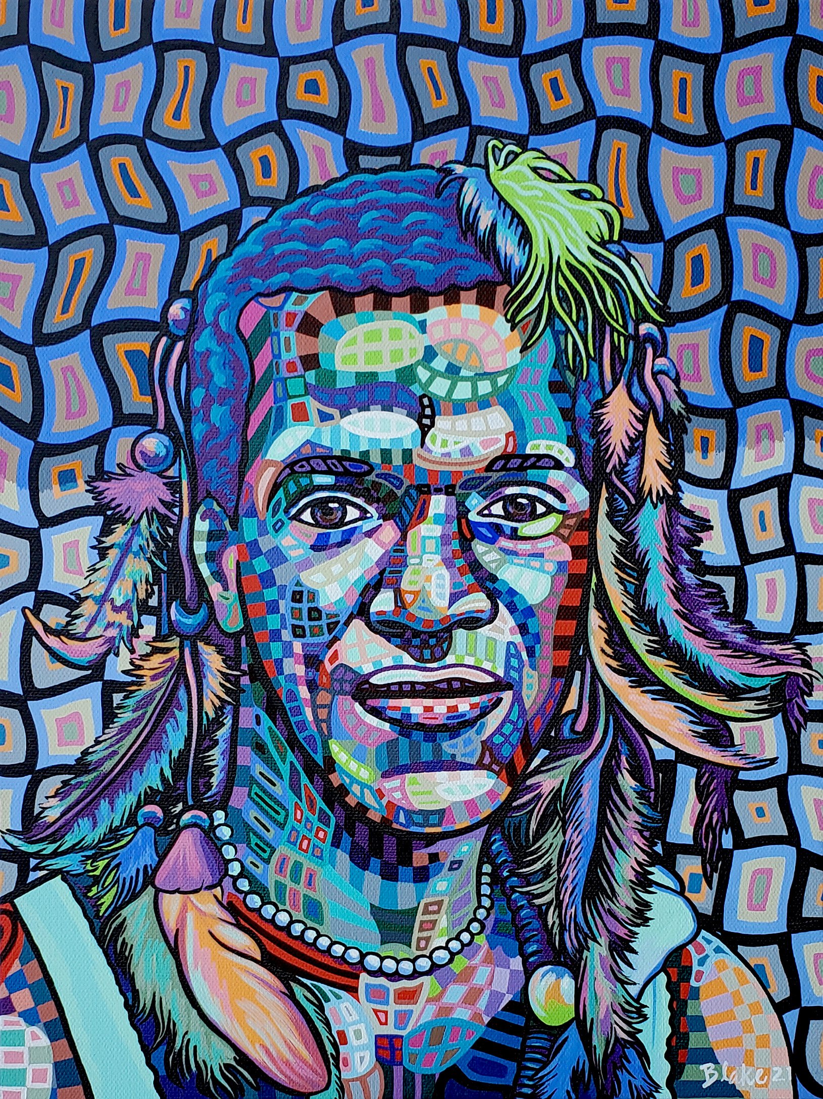 “Marsha P. Johnson” 12” x 16” acrylic on canvas 2021