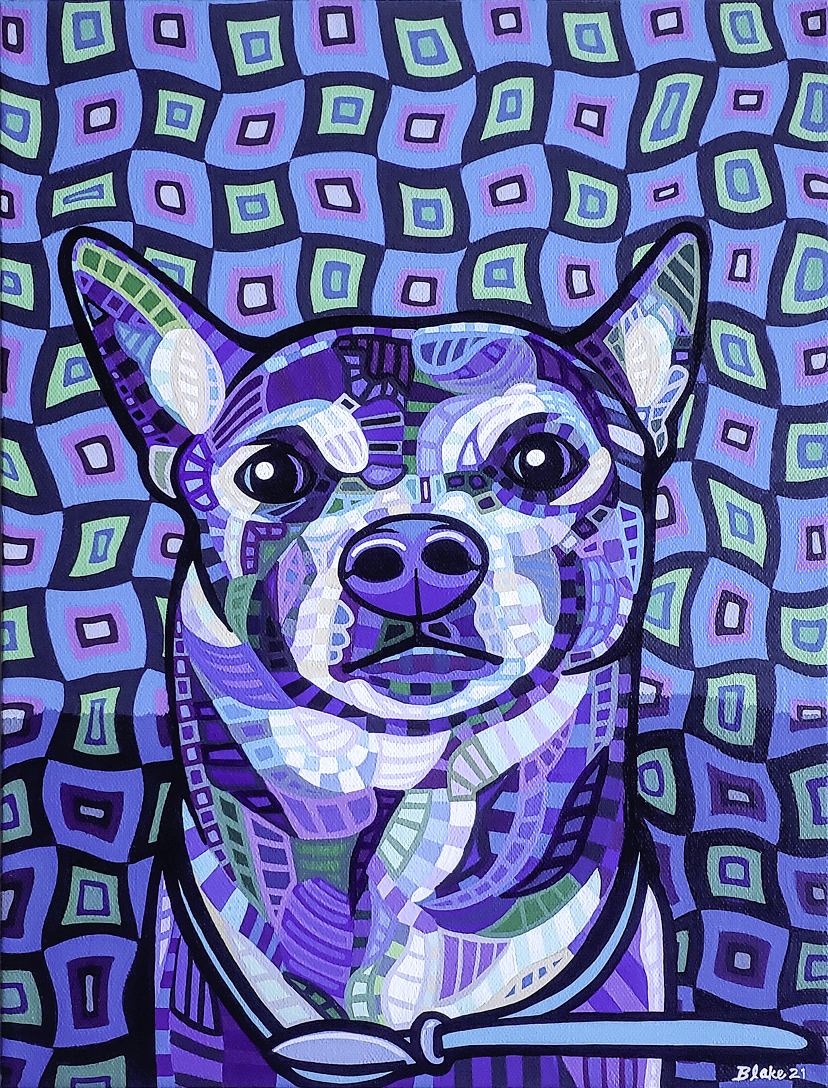 “Hugo” 12” x 16” acrylic on canvas 2021