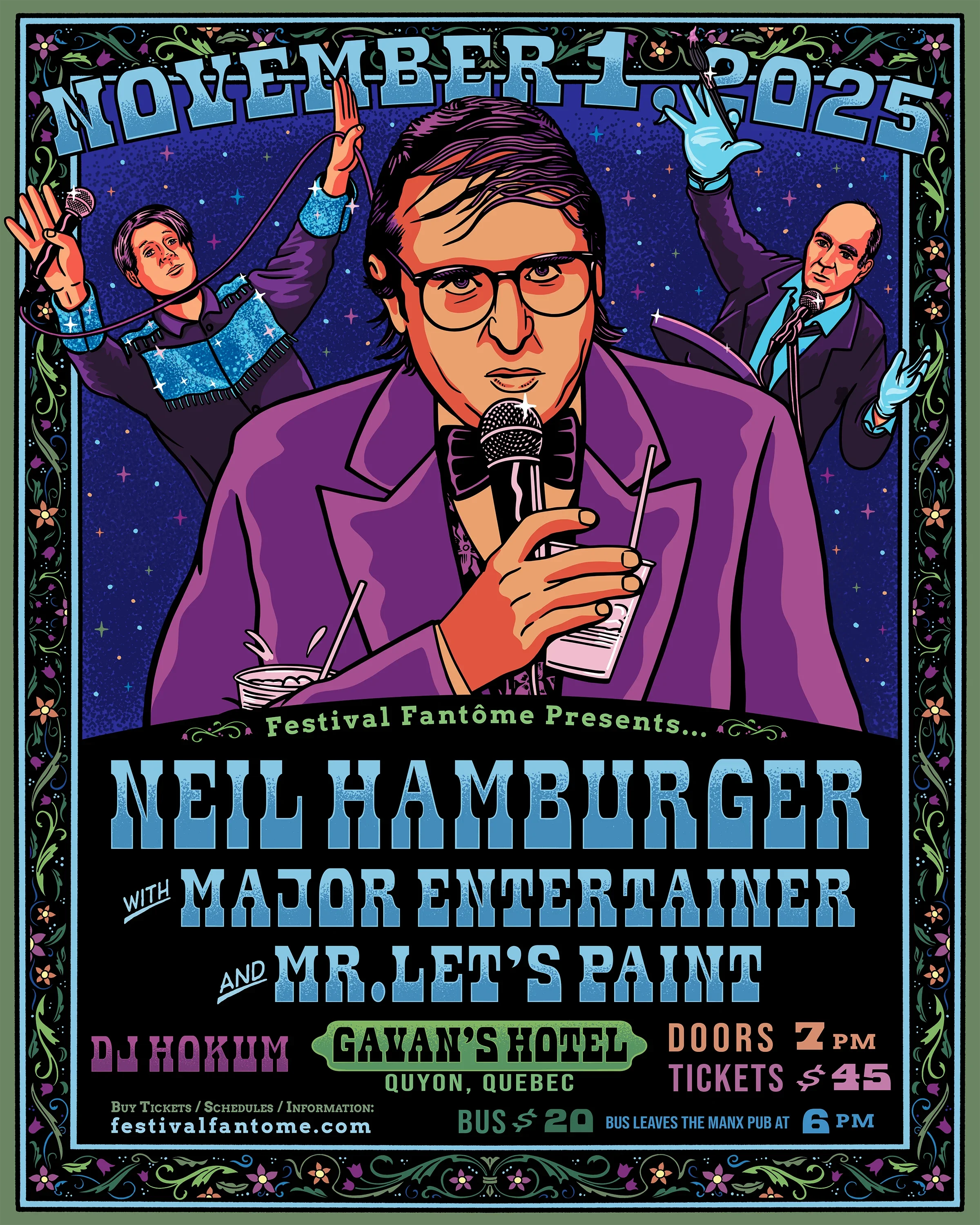 Poster Illustration and design for an upcoming Neil Hamburger / Major Entertainer / Mr. Let’s Paint show August 2025