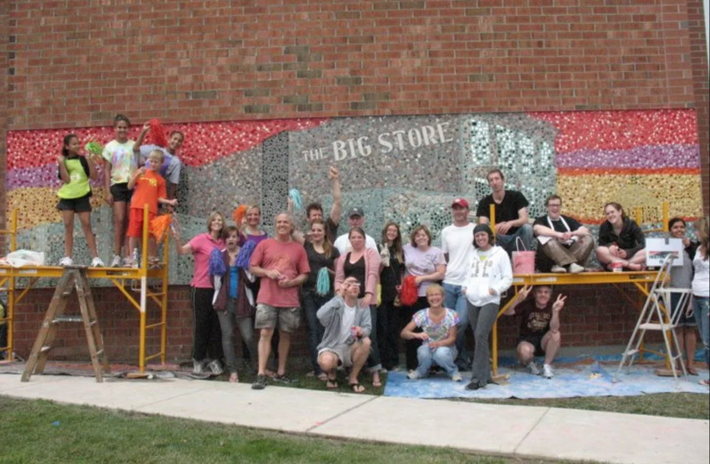  The mosaic crew at the Boyle Center mural.  Photo by  Art for Auburn  