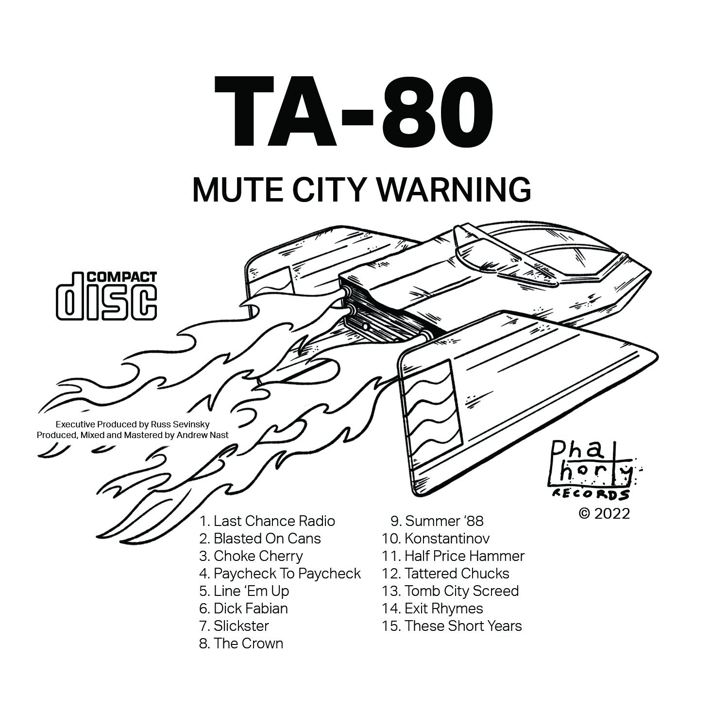 The one-color print design that will be on the CDs