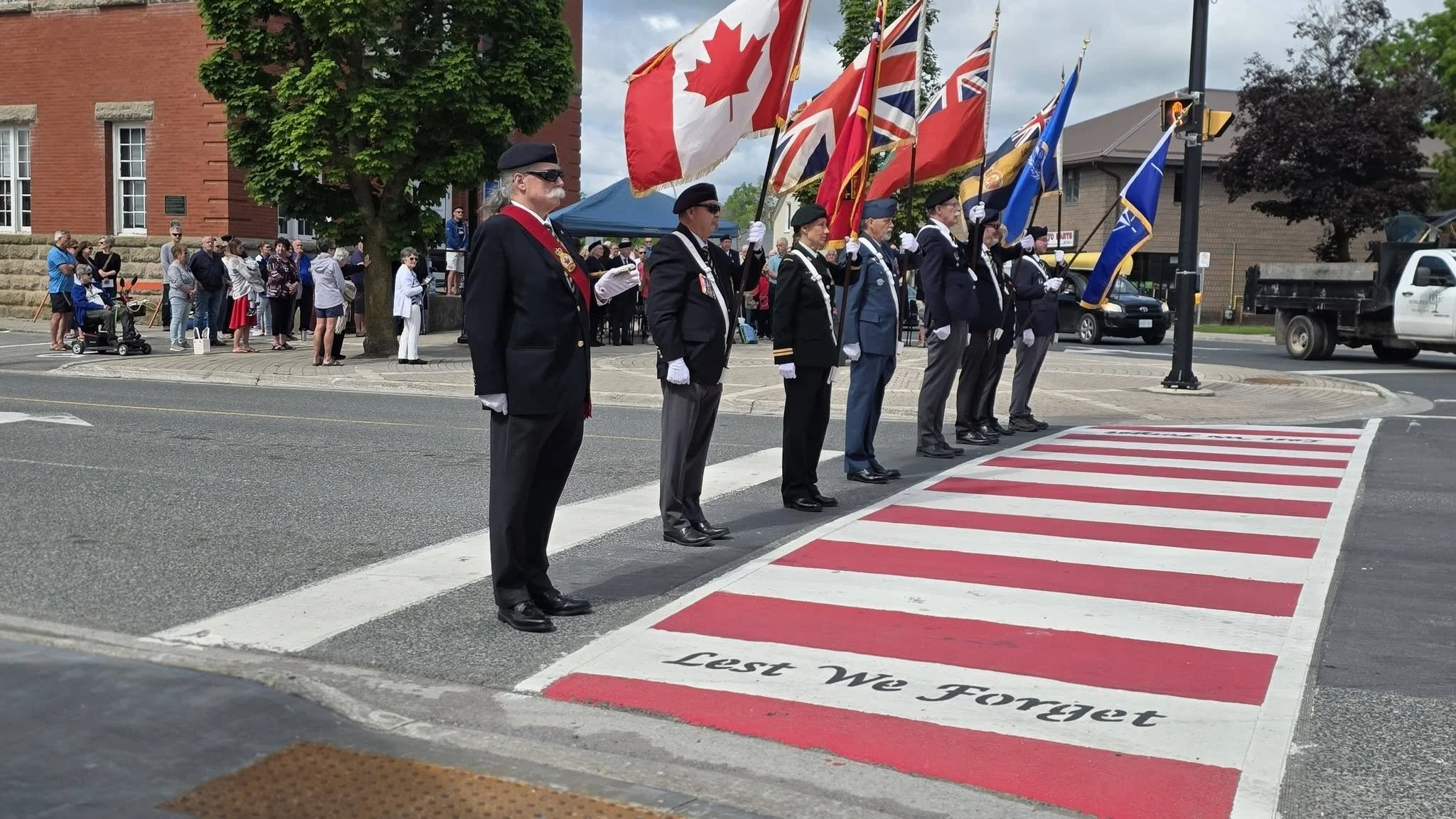 local veterans were on hand for the unveilling of the Veterans Memorial Crosswalk in downtown Lakefield