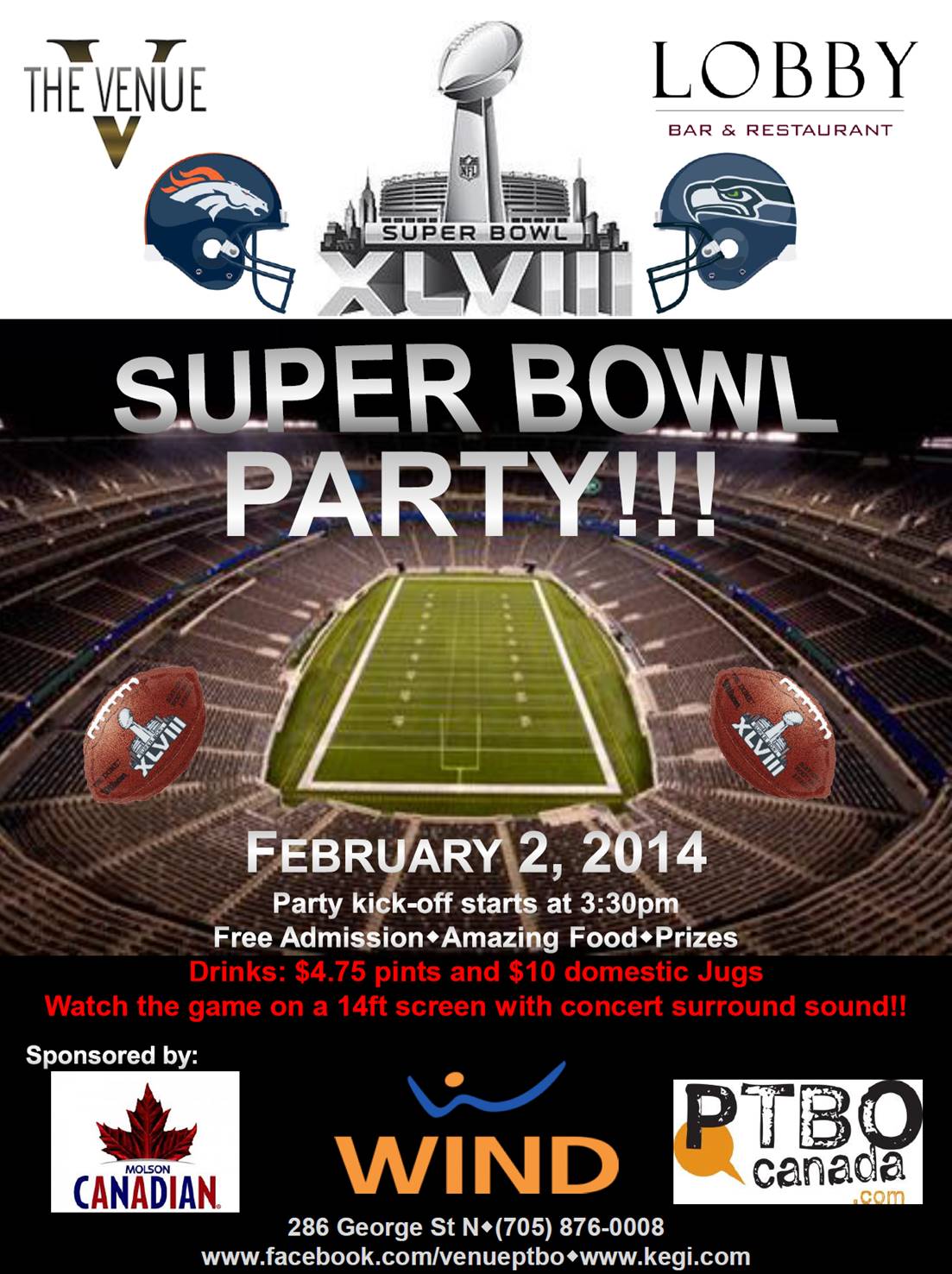There Is A Super Bowl Party At The Venue February 2nd — PtboCanada