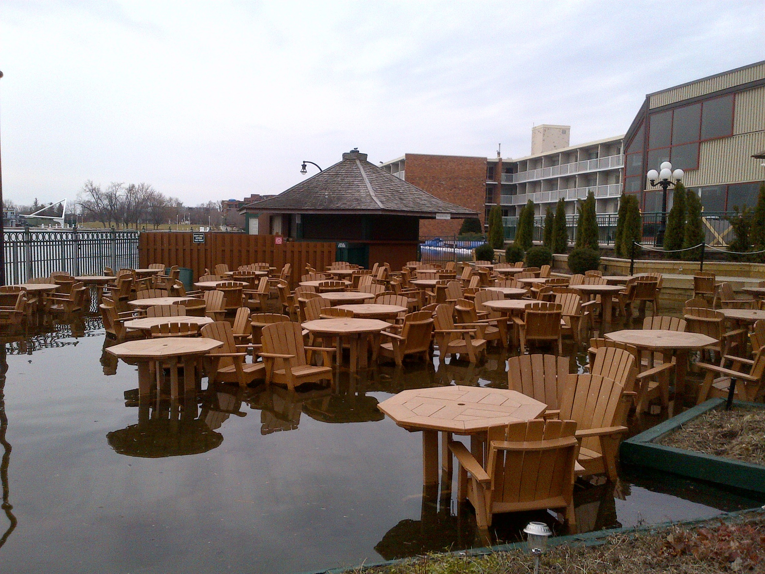 Holiday Inn patio under water
