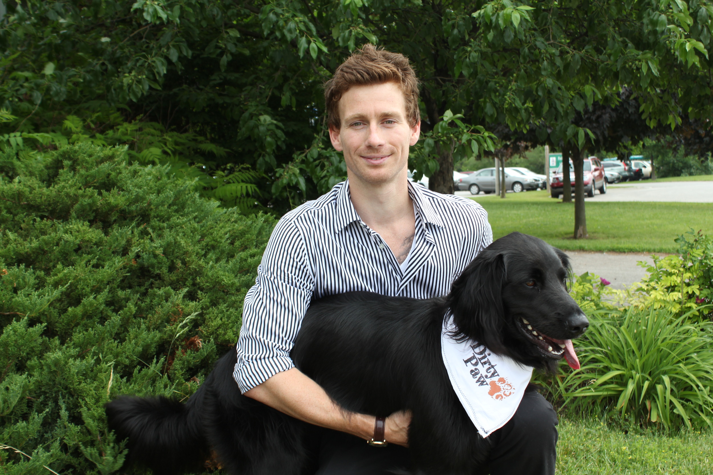 Aran Hinton with his beloved 3-legged mascot, Scout 
