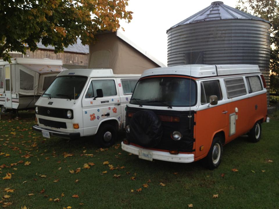 Ken's Patchbus next to his Dad's bus