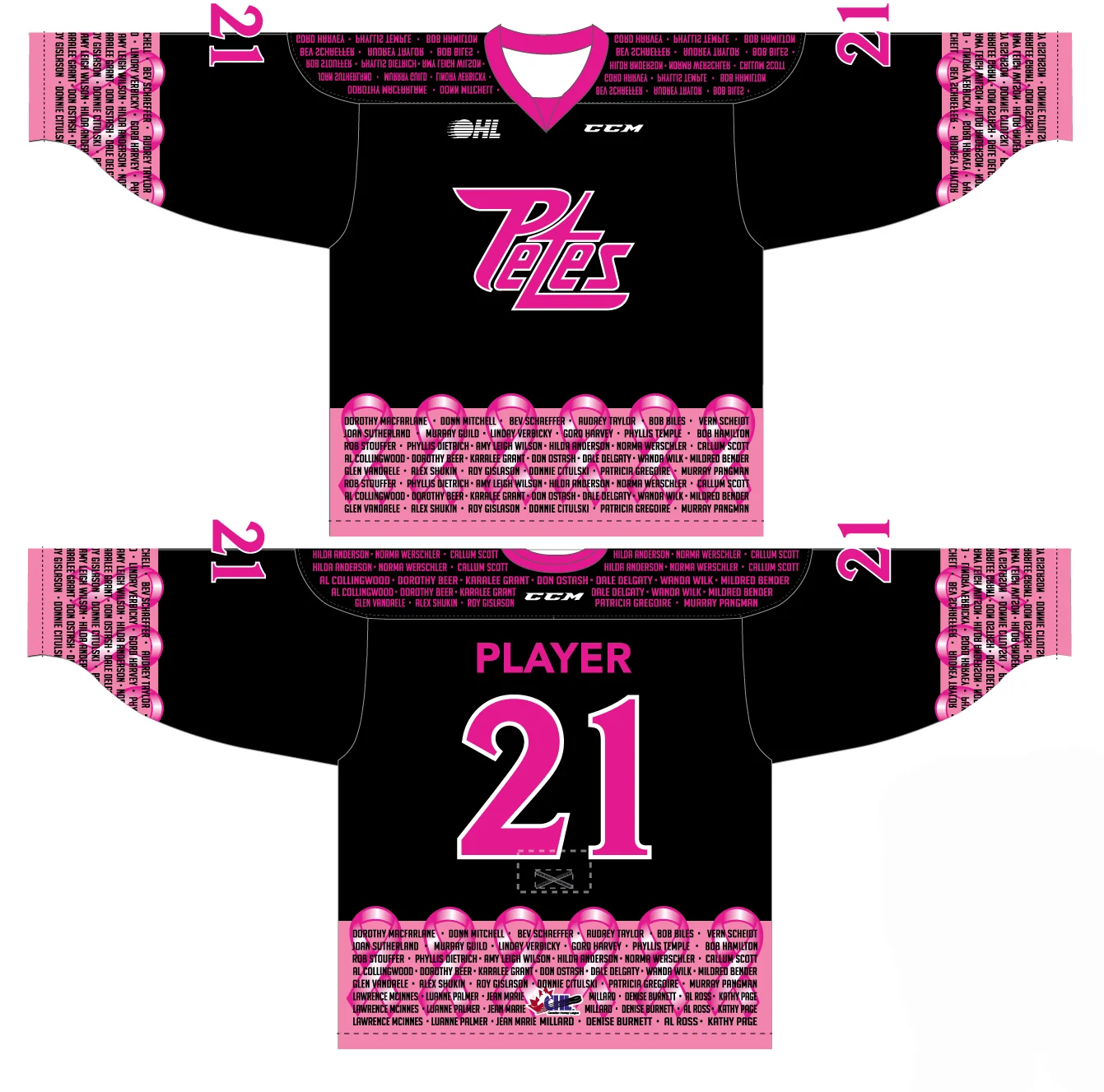 Special jersey created for Pink in the Rink this year
