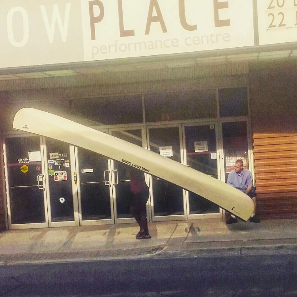 Here's A Guy Portaging A Canoe In Downtown Peterborough