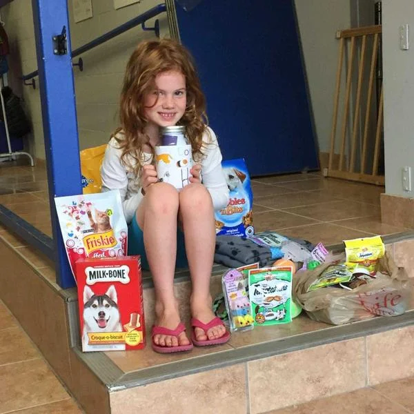 Georgia with all the donations her friends brought