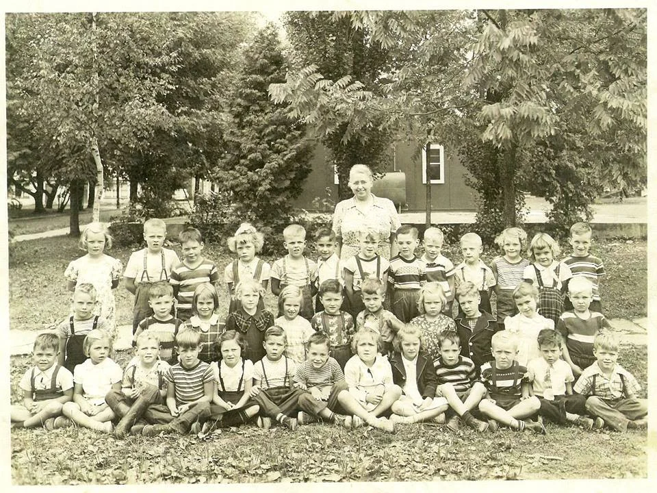 Neil Young, third from left, standing in the back row