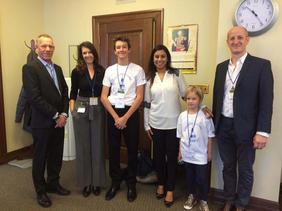 Tilly (pictured far right with her father, Matt) meeting with MPs