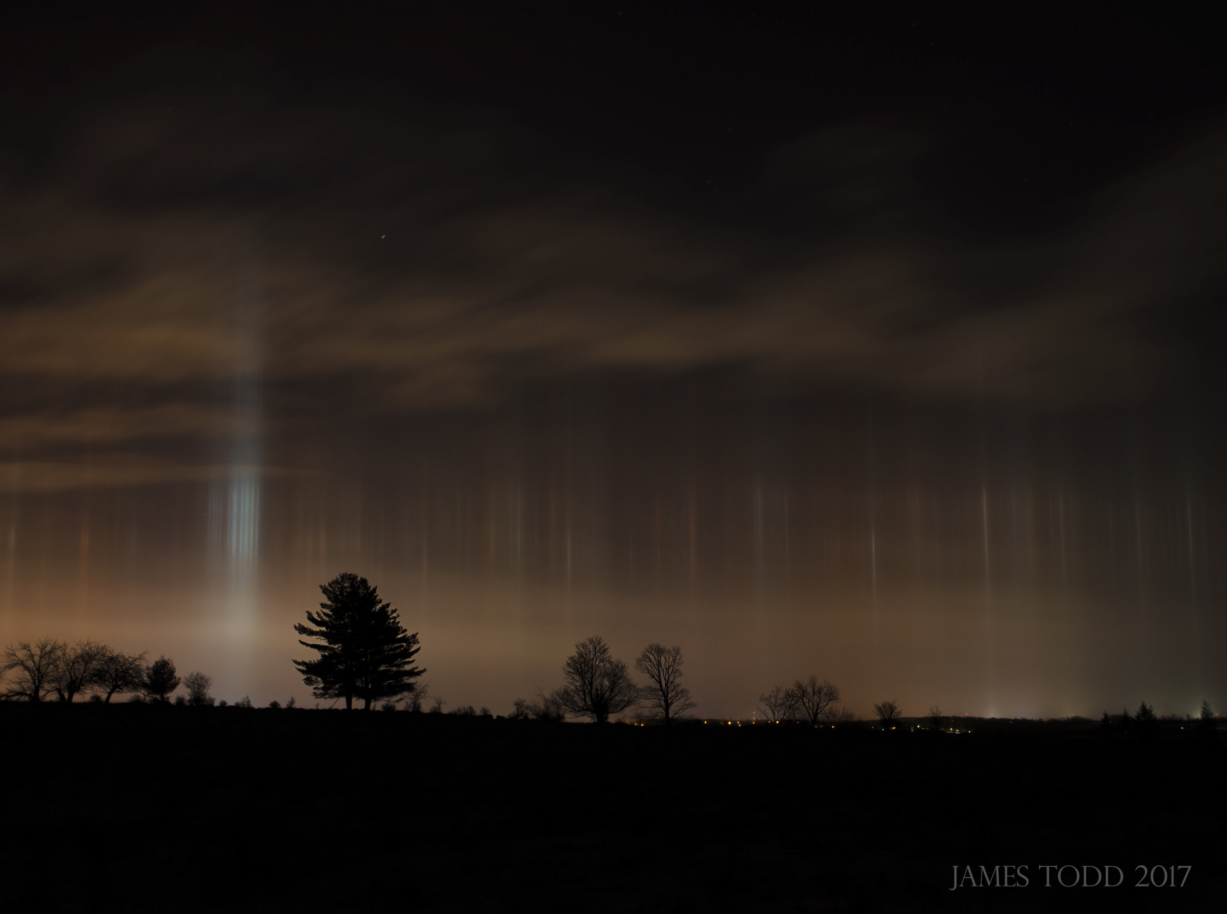 City lights reflecting off Moisture Crystals