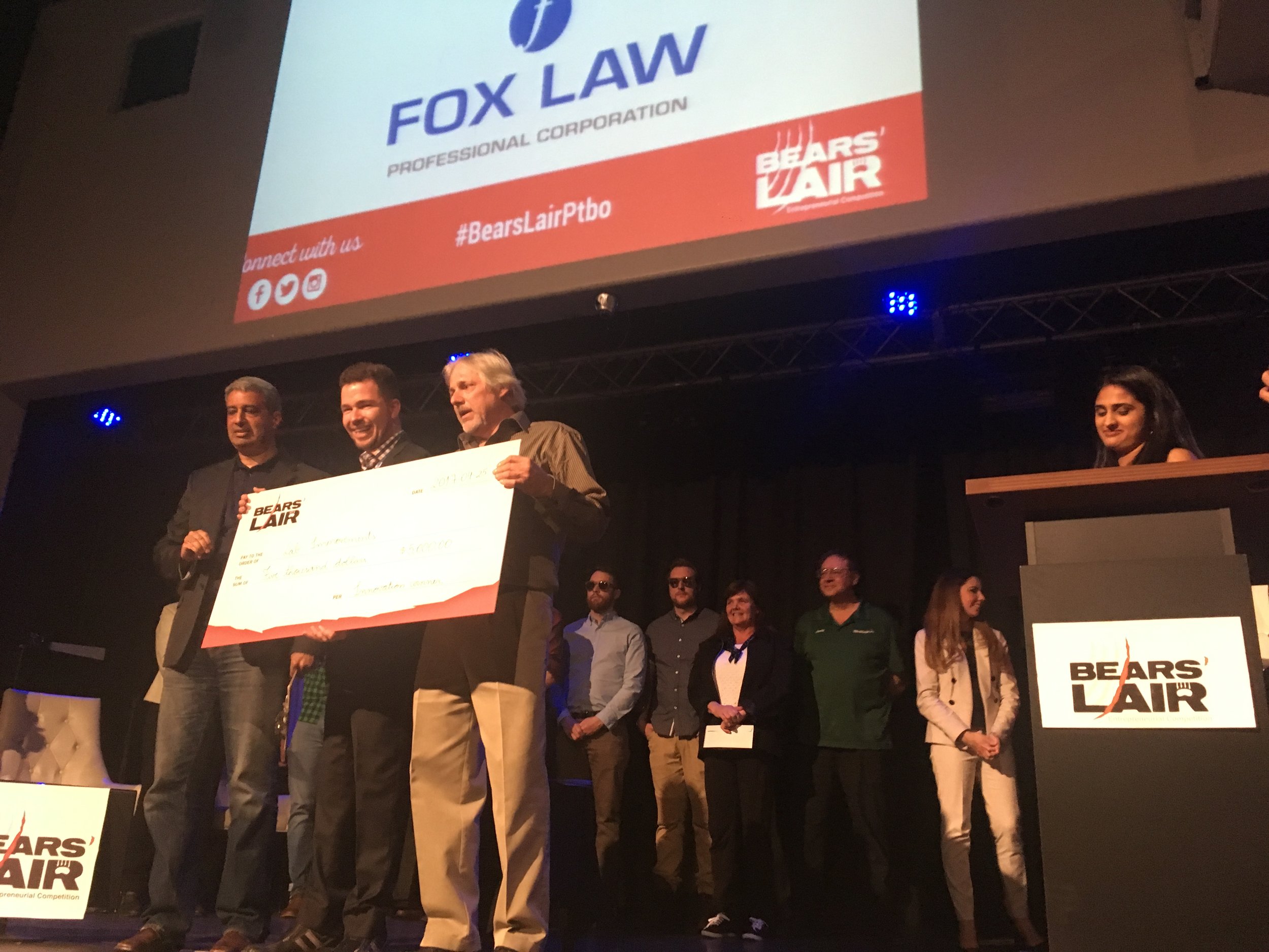 Left to right: Warren Faleiro, Chief Technology Officer, FreshBooks (Judge); Alex Bushell and Steve Wright, Co-Founders of Lab Improvements